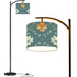 Mid Century Modern Scandinavian Blue, Orange Cram Retro Floral Arc Floor Lamp - Mid Century Modern Gal