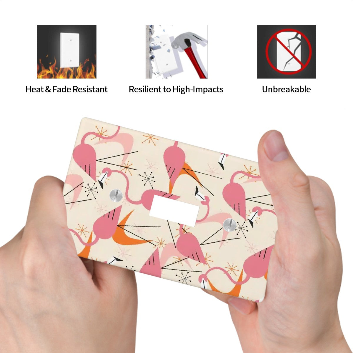 50s Flamingo Pink Orange Boomerang Mid Mod Kitschy Switch Cover 1-Gang 1 Toggle - Mid Century Modern Gal