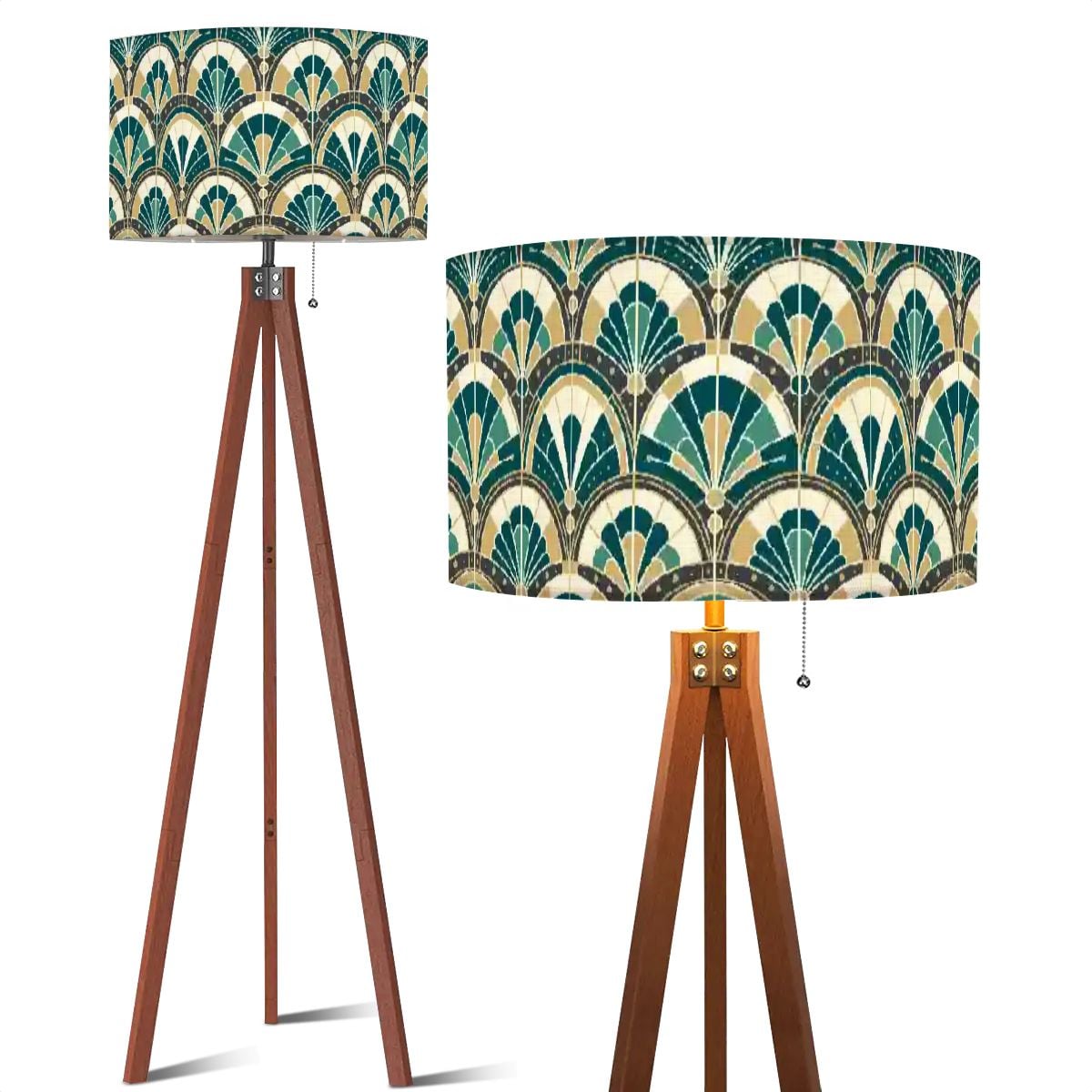 Art Deco Peacock Inspired Tripod Floor Lamp