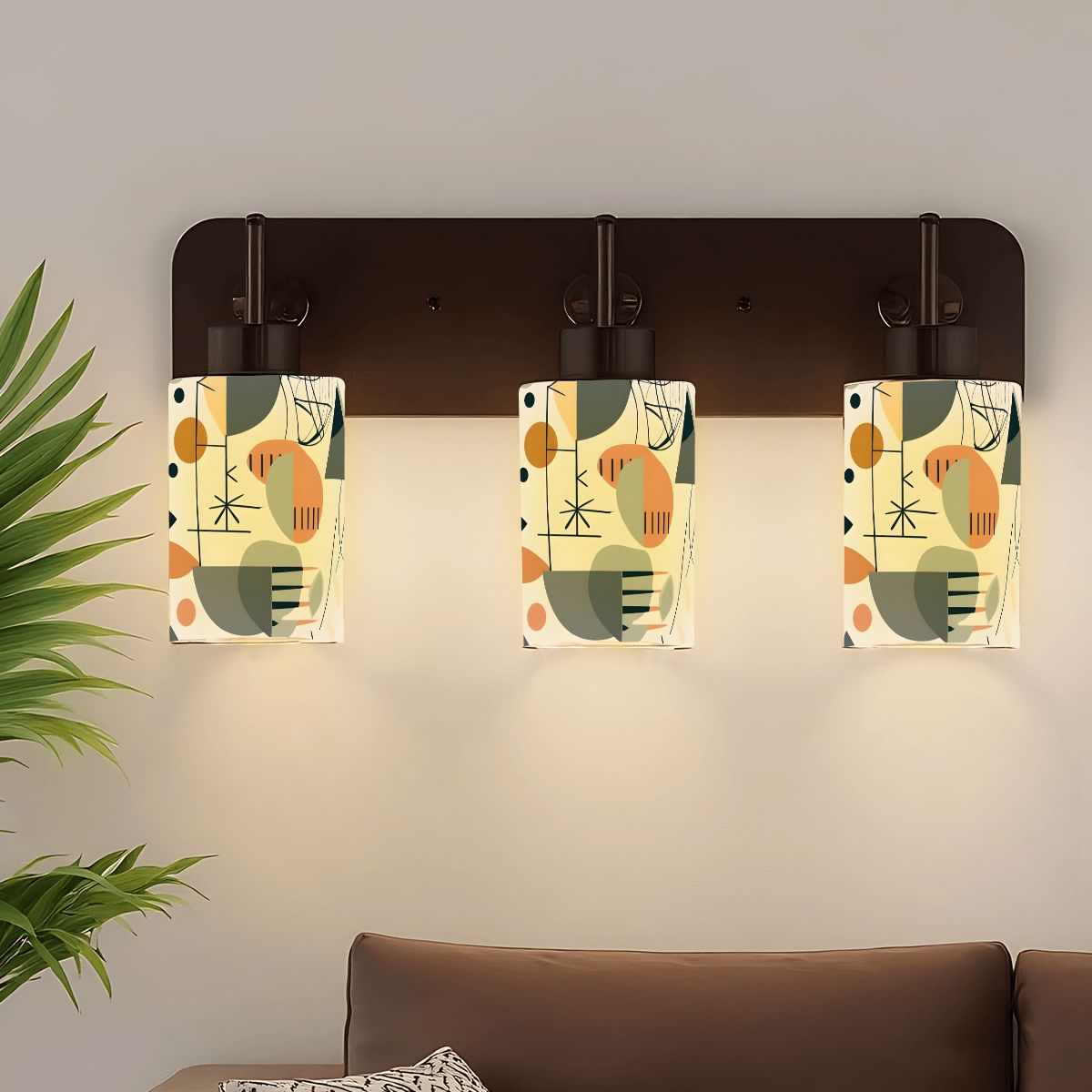Mid Century Modern Abstract Geometric Scandi Designed Cylindrical Glass Lampshades - Mid Century Modern Gal
