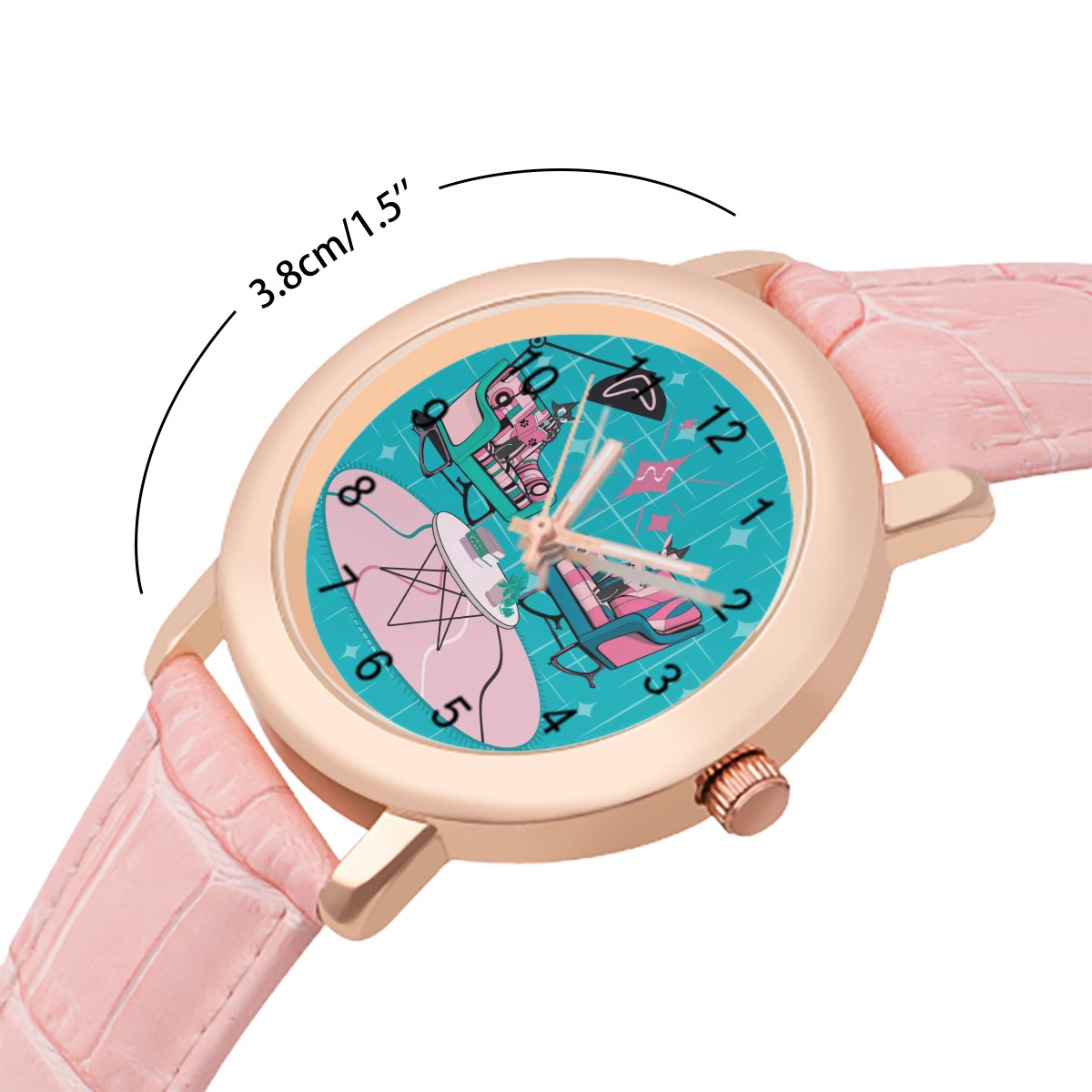 Atomic Reading Cats, Kitschy Mod Book Lover, Book Club Gal Retro Mod Women's Leather Watch - Mid Century Modern Gal