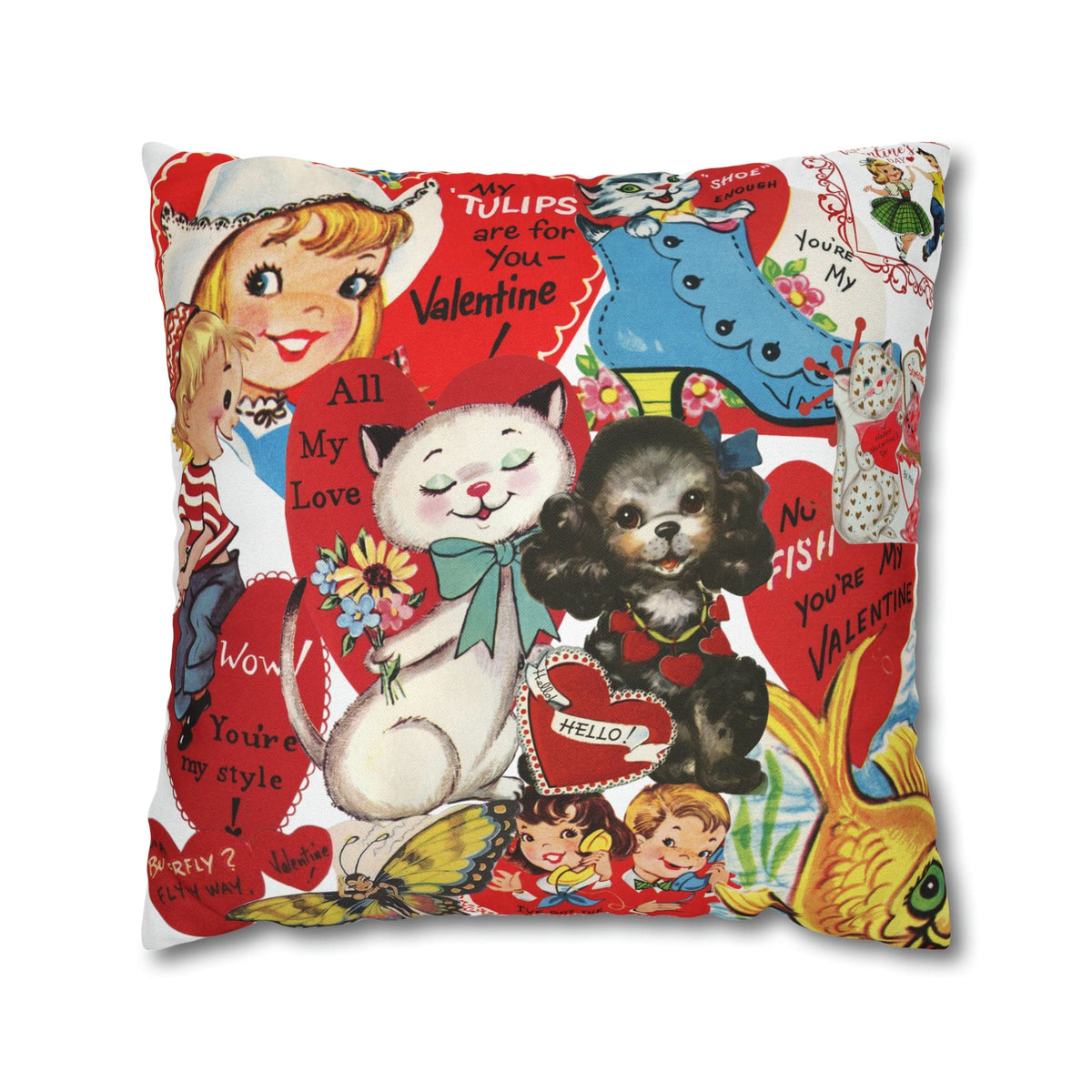 50's Vintage Valentine Card, Cute, Kitschy, Valentine, Love, For Mom, Daughter, Granddaughter, Niece, Special Valentine Pillow Cover Home Decor