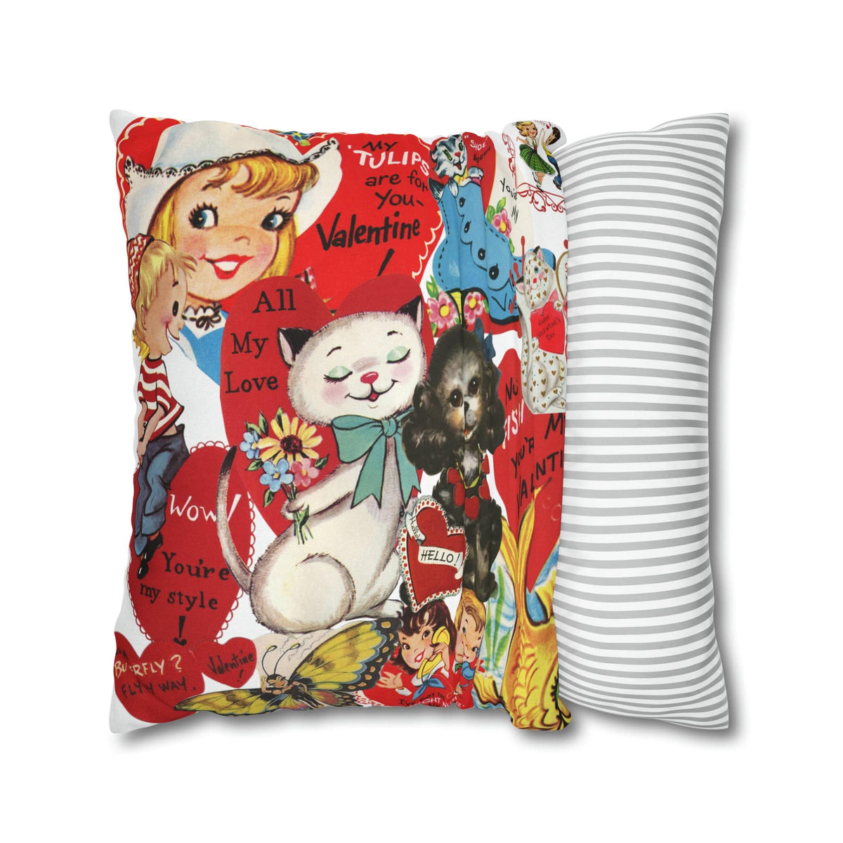 50's Vintage Valentine Card, Cute, Kitschy, Valentine, Love, For Mom, Daughter, Granddaughter, Niece, Special Valentine Pillow Cover Home Decor