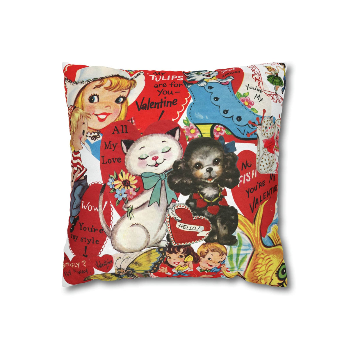 50's Vintage Valentine Card, Cute, Kitschy, Valentine, Love, For Mom, Daughter, Granddaughter, Niece, Special Valentine Pillow Cover Home Decor