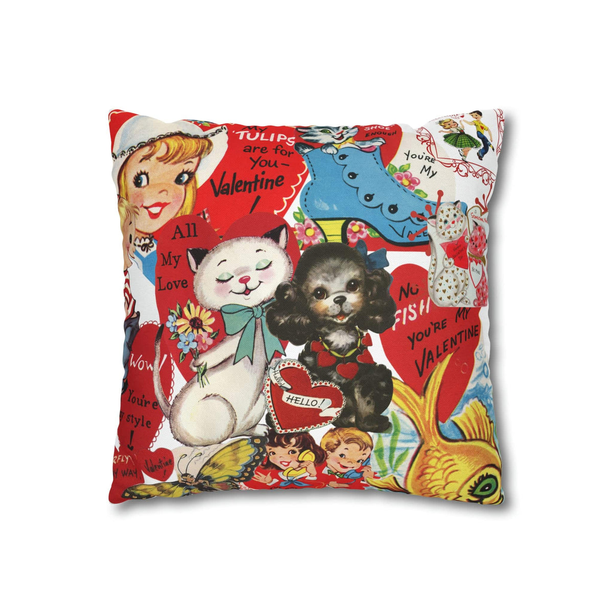 50's Vintage Valentine Card, Cute, Kitschy, Valentine, Love, For Mom, Daughter, Granddaughter, Niece, Special Valentine Pillow Cover Home Decor