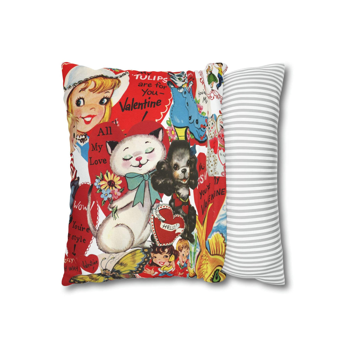 50's Vintage Valentine Card, Cute, Kitschy, Valentine, Love, For Mom, Daughter, Granddaughter, Niece, Special Valentine Pillow Cover Home Decor