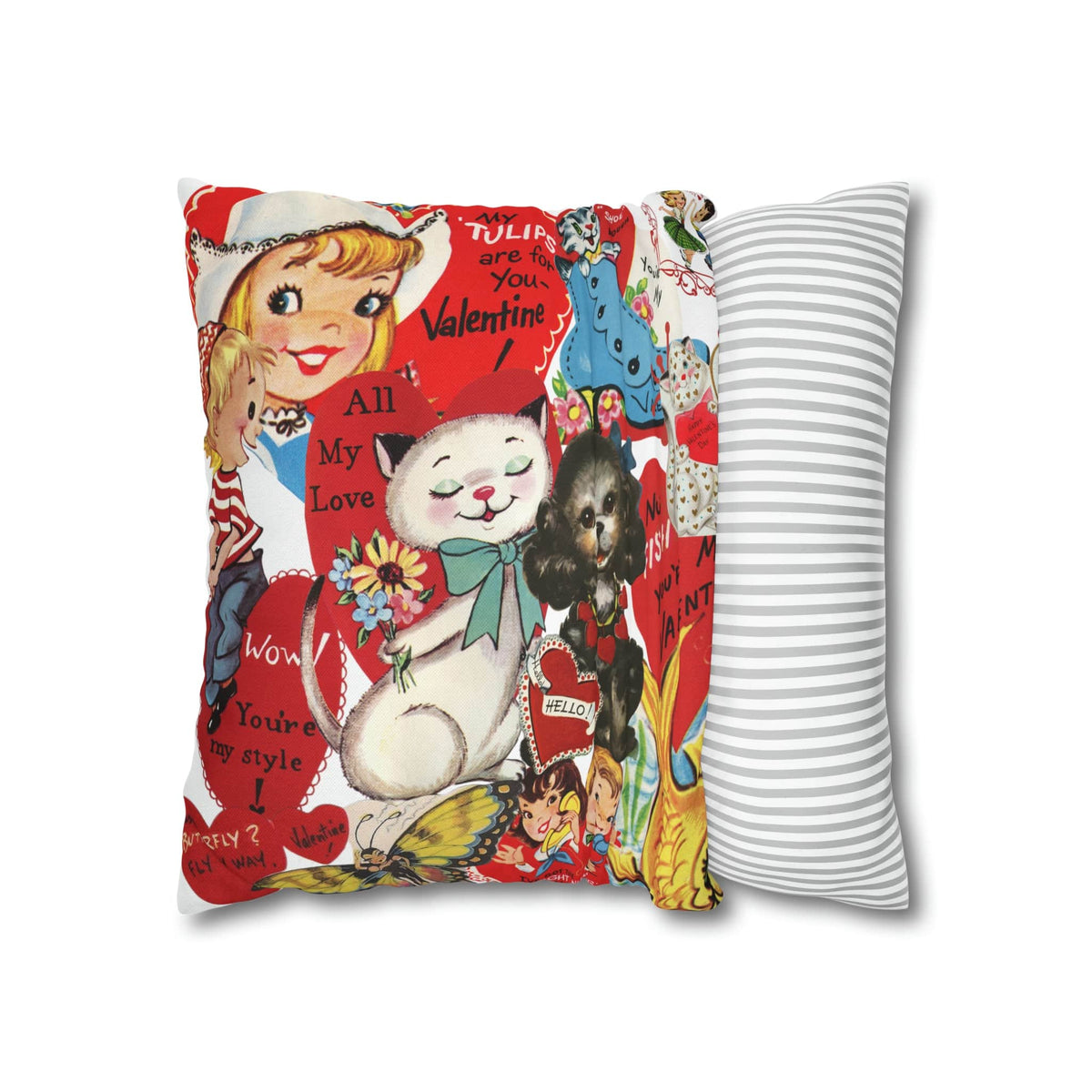 50's Vintage Valentine Card, Cute, Kitschy, Valentine, Love, For Mom, Daughter, Granddaughter, Niece, Special Valentine Pillow Cover Home Decor