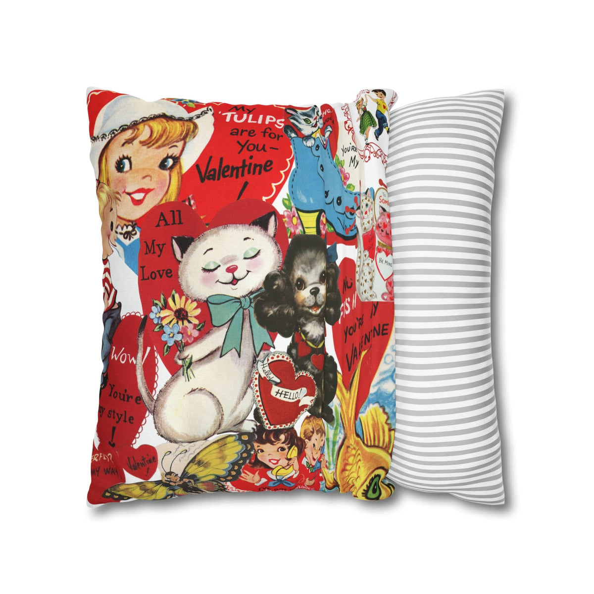 50's Vintage Valentine Card, Cute, Kitschy, Valentine, Love, For Mom, Daughter, Granddaughter, Niece, Special Valentine Pillow Cover Home Decor