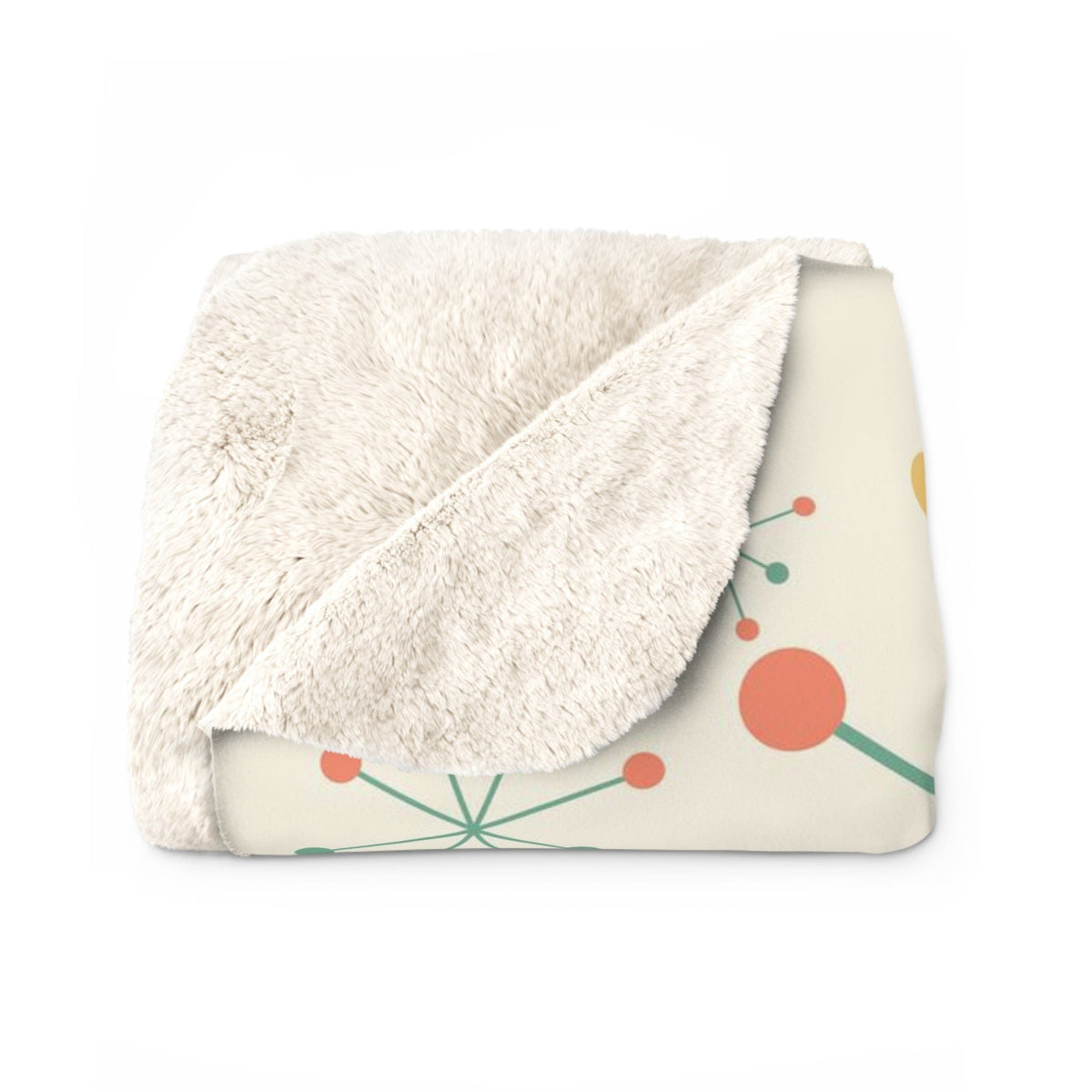 Atomic Cat, Kitschy Mid Century Modern Quirky Cozy Sherpa Fleece Blanket Home Decor 50" × 60"