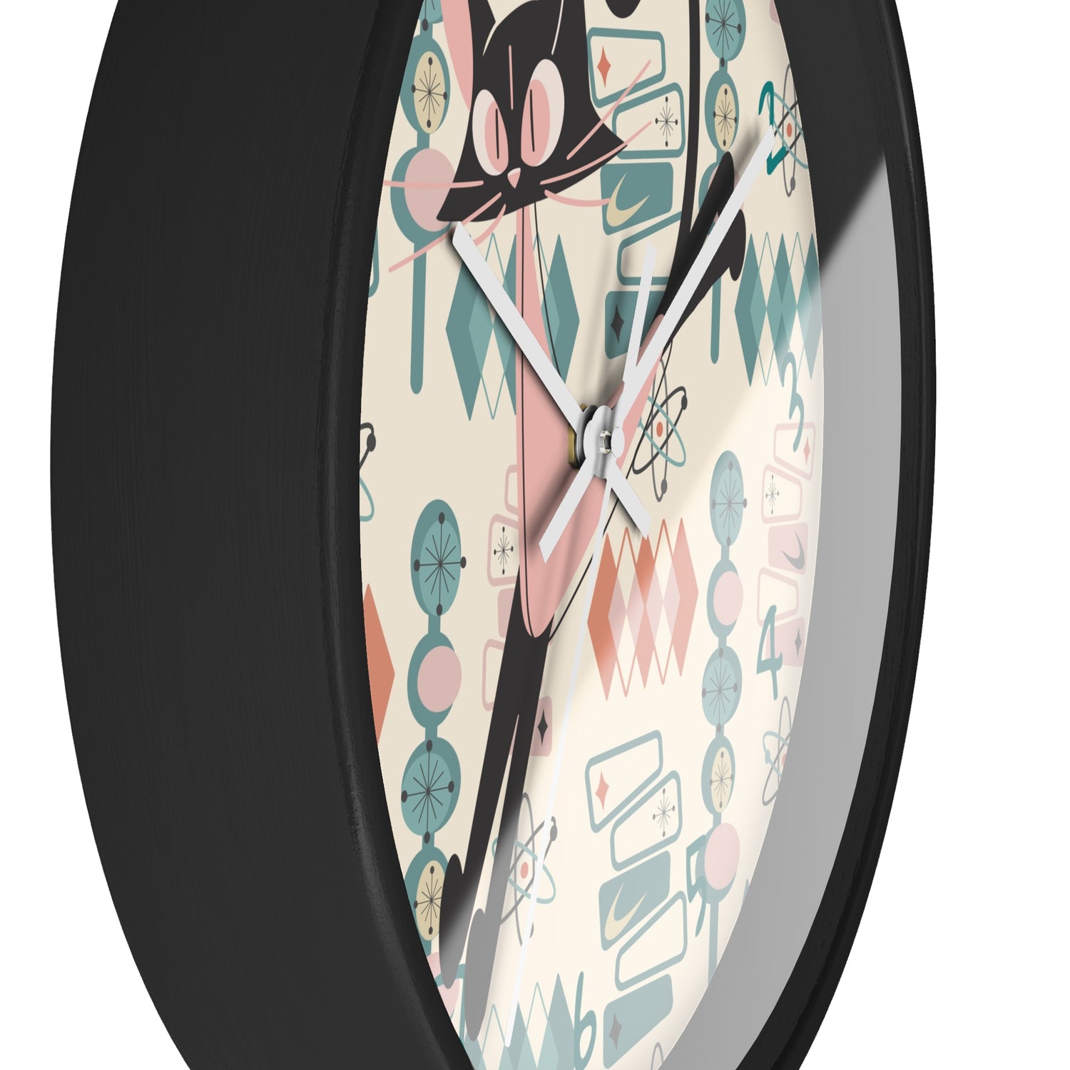 Atomic Cat Wall Clock, Mid Century Modern Kitschy Kitchen, Bedroom Livingroom Clocks - Mid Century Modern Gal