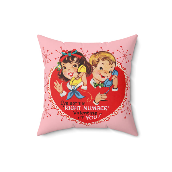 Vintage Valentine’s Day Decorative Pillow - "I've Got the Right Number!"