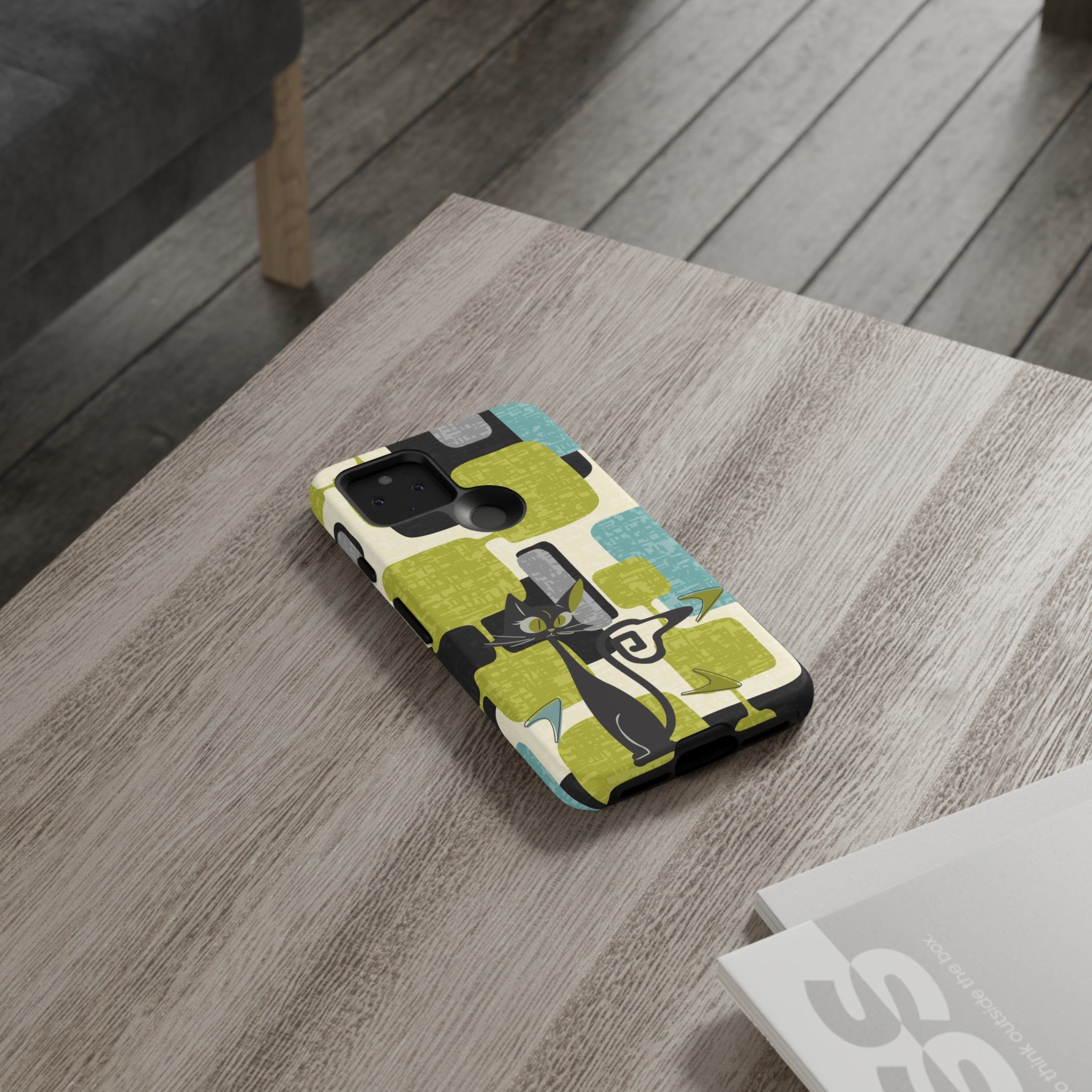 Mid Century Modern Geometric Kitschy Cat, Boomerang Retro Smart Phone Tough Cases - Mid Century Modern Gal