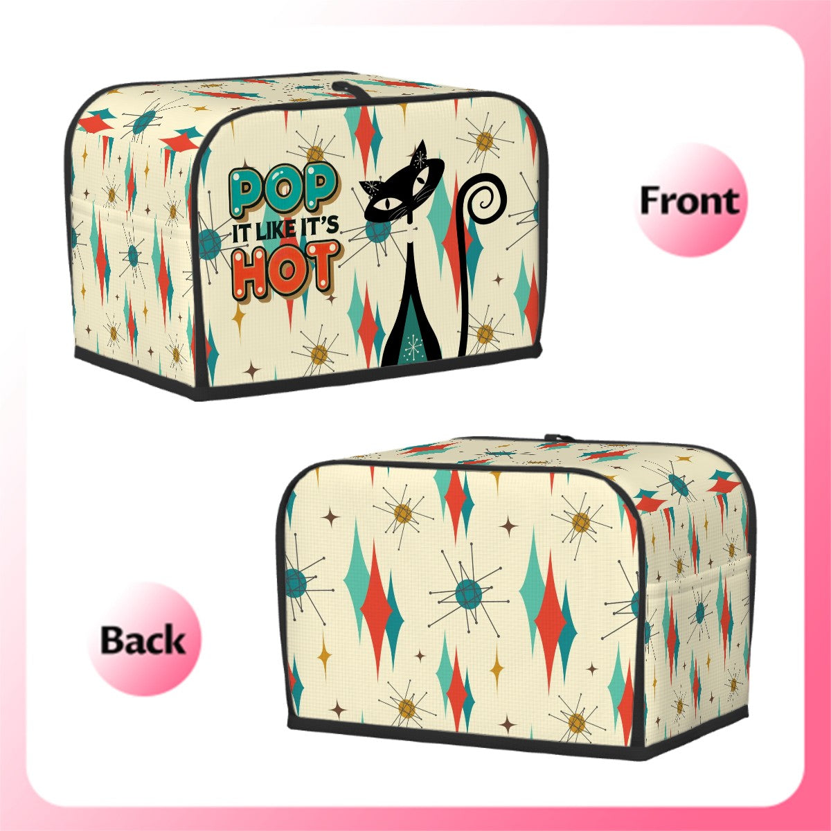 Atomic Cat Quirky Fun Toaster Cover, Pop It Like It's Hot 50s Mod Kitchen - Mid Century Modern Gal