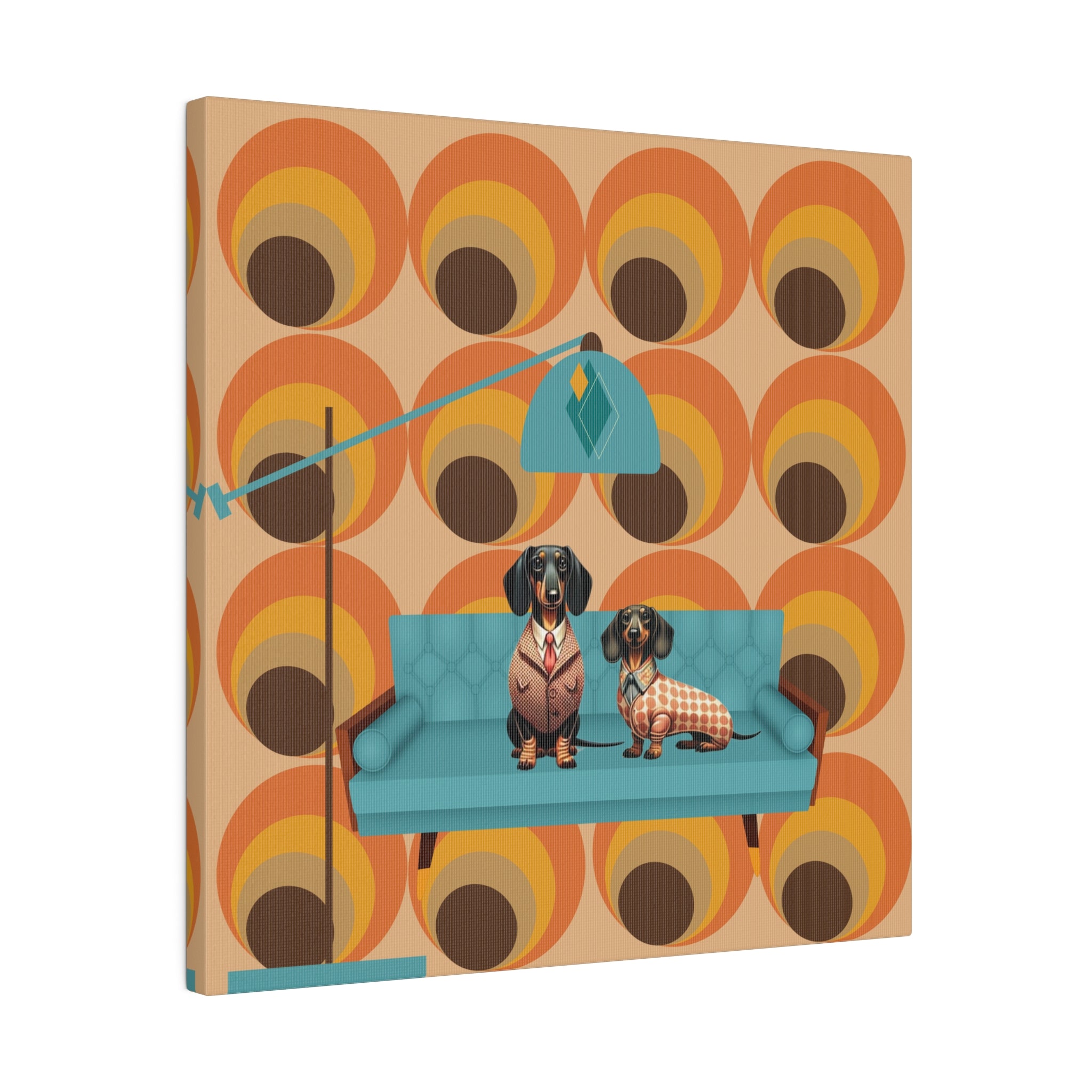 Retro 70s Doxie Dog, Dachshund Dog Lover, Mid Mod Groovy Wall Art - Mid Century Modern Gal