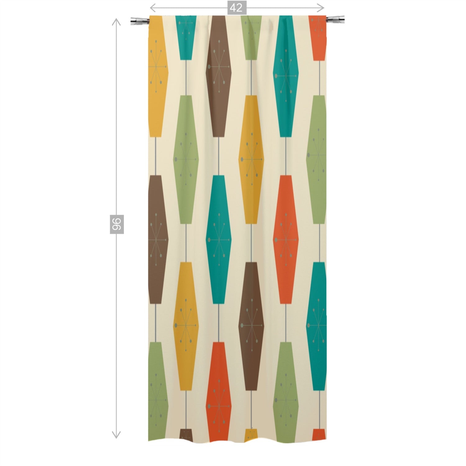 Mid Century Modern Groovy Lantern Lights, Retro Curtain, Single Panel - Mid Century Modern Gal