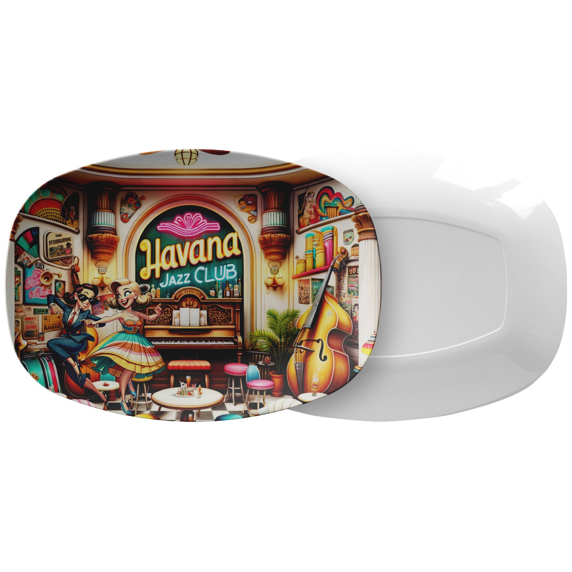 50s Havana Jazz Club, Kitsch Mid Century Modern Retro Gals MCM Party Platter - Mid Century Modern Gal