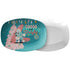 50s Holiday Kitsch Party Platter, Aqua Blue, Pink 50s Mod Dog Poodle Merry And Bright Christmas Platter - Mid Century Modern Gal