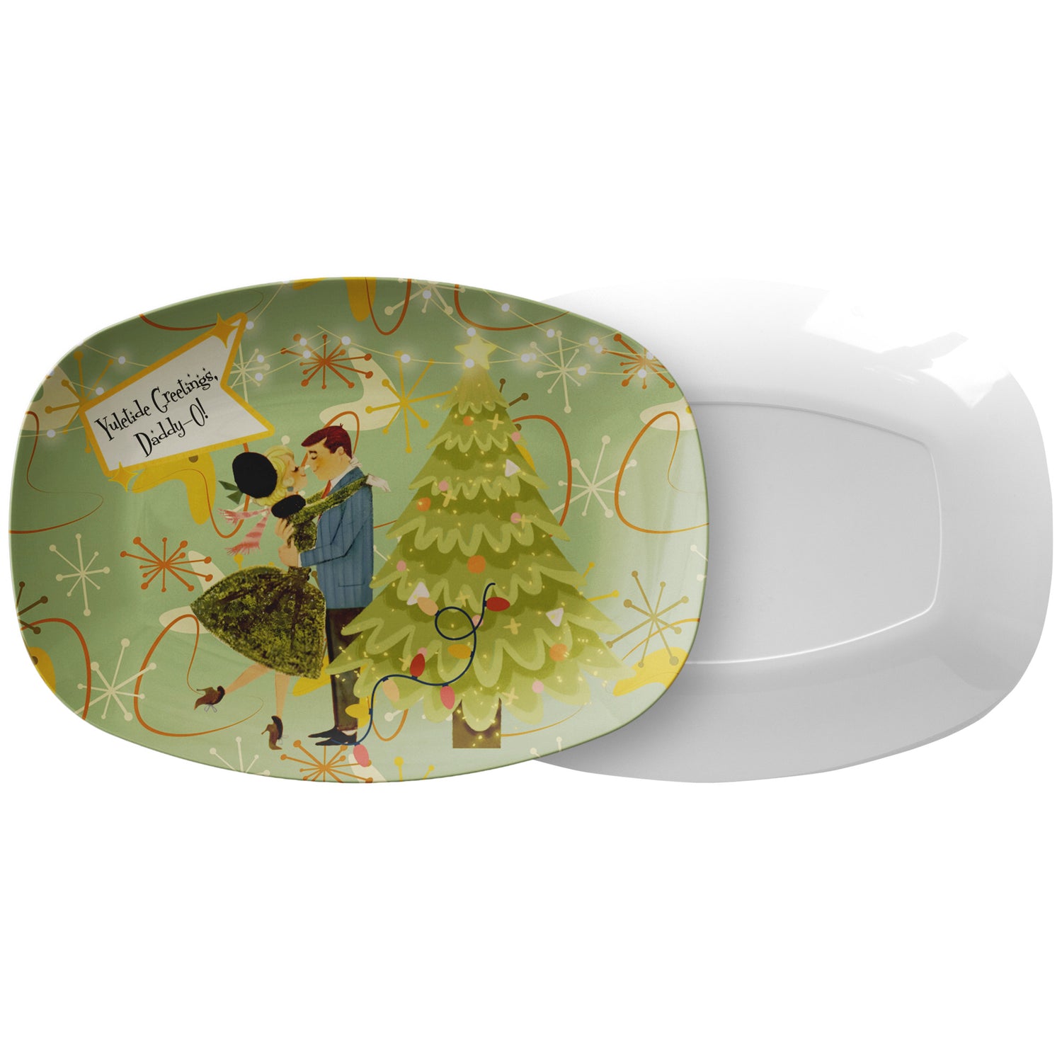 50s Mid Century Modern Christmas Party Platter, Kitschy Retro Couple Gift - Mid Century Modern Gal