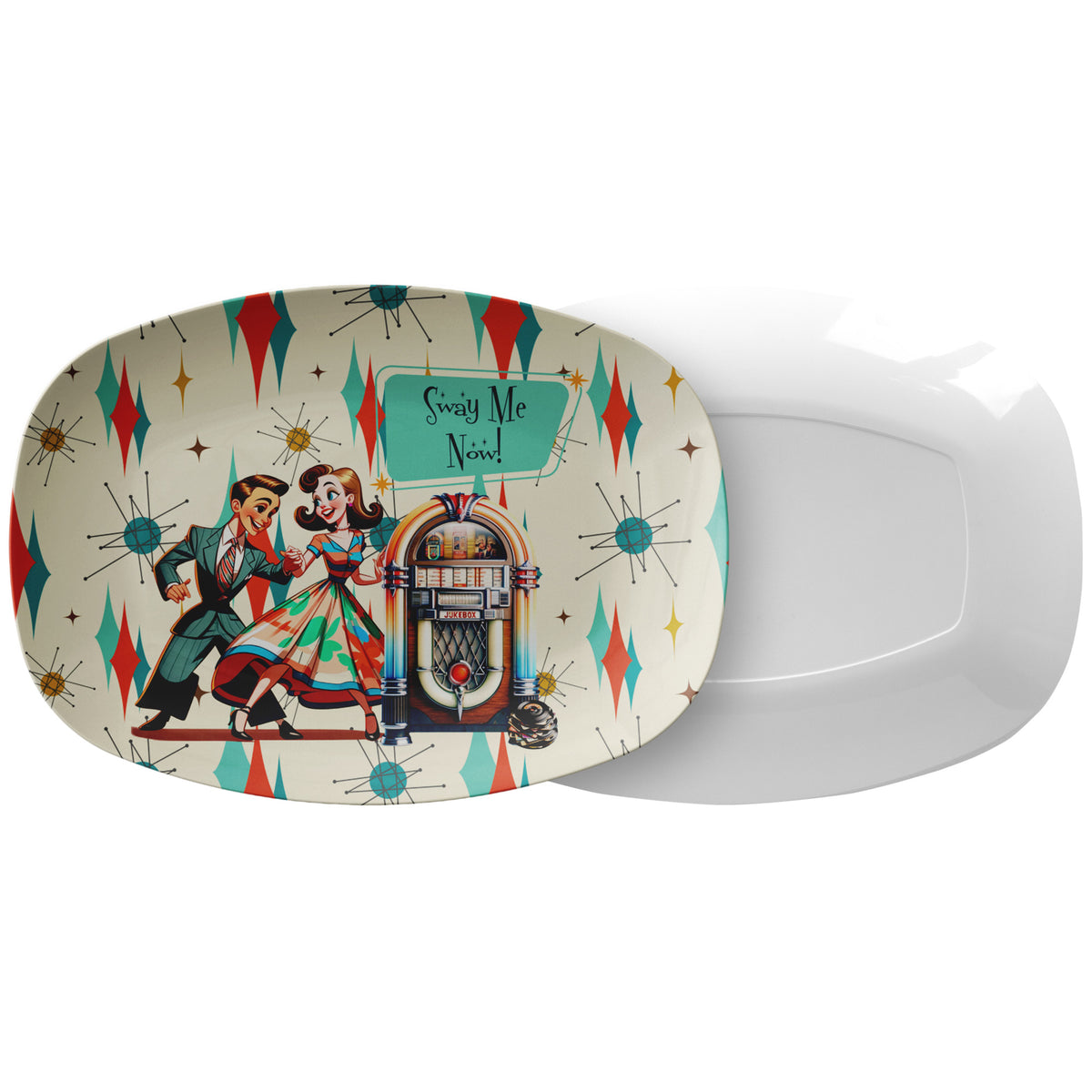 50s Style Couple, Sway Me Now, Kitschy Mid Century Modern Party Platter - Mid Century Modern Gal