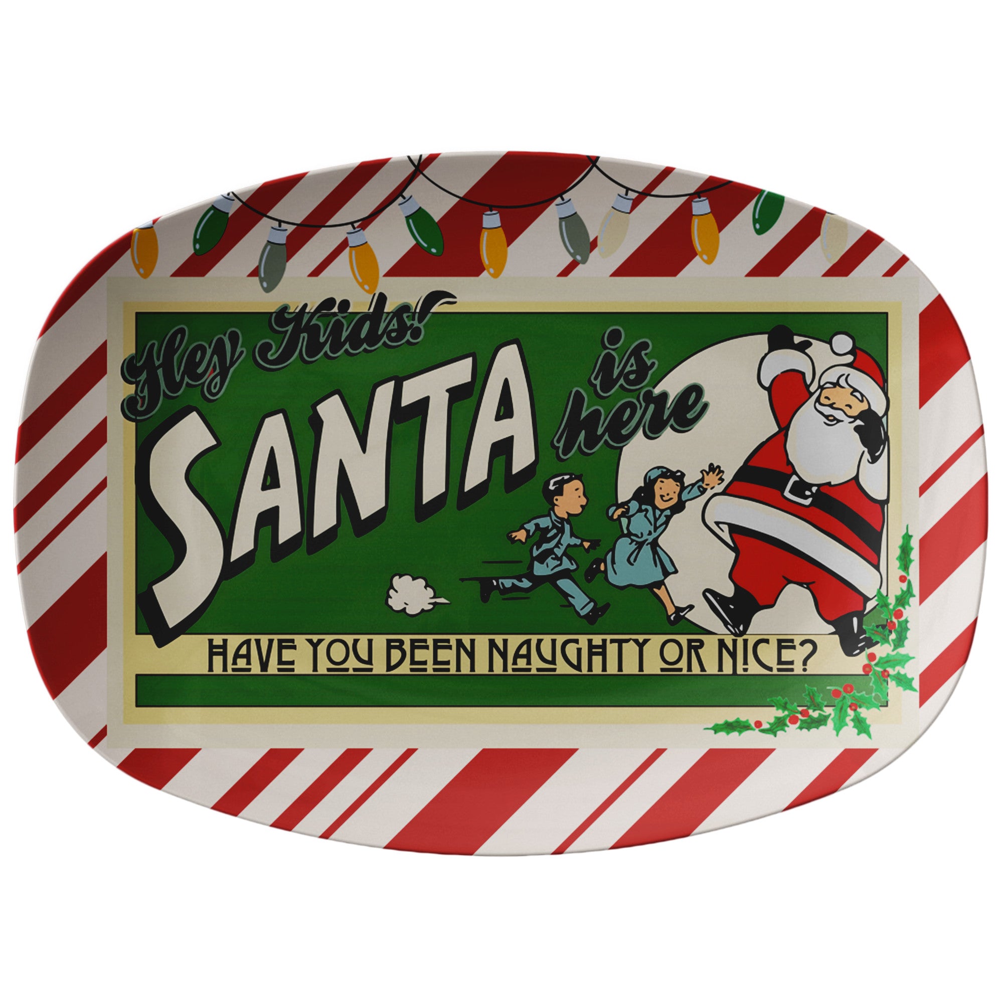 50s Vintage Christmas Ad Mid Century Modern Platter, Kitschy Fun Cookie Platter - Mid Century Modern Gal
