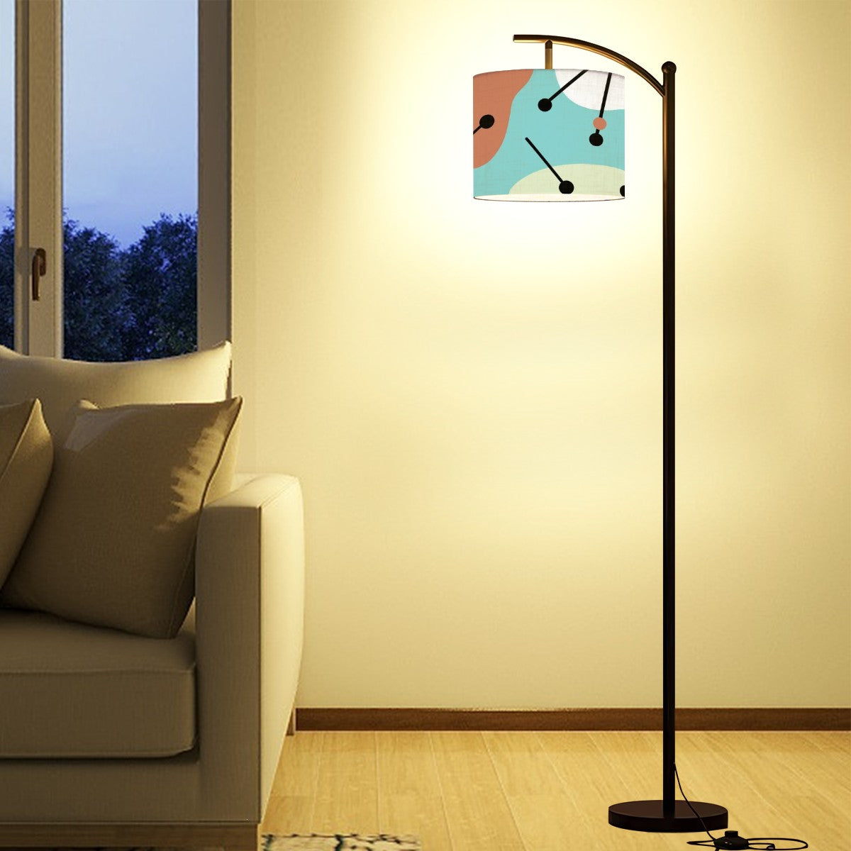 Mid Century Modern Amoeba Aqua Retro Arc Floor Lamp - Mid Century Modern Gal
