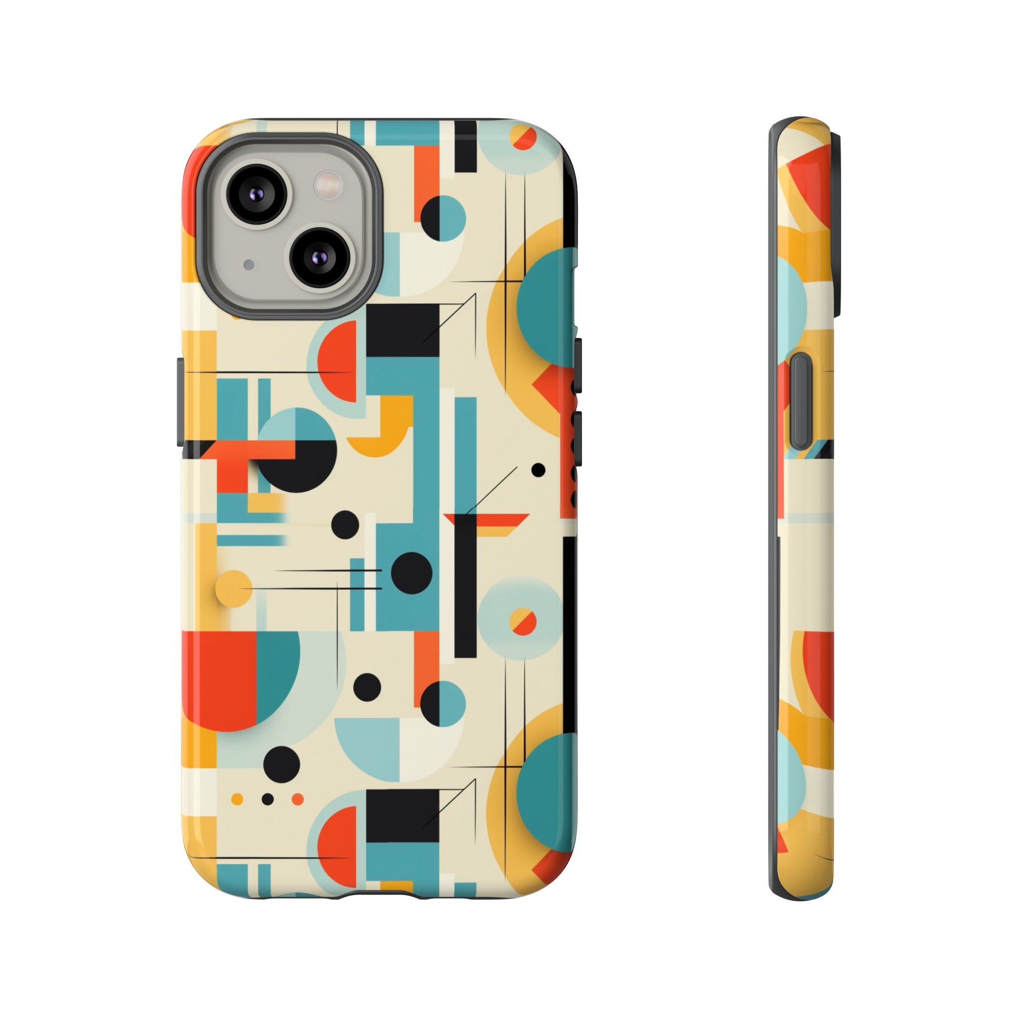 Bauhaus Designed Mid Mod Geometric Groovy Smart Phone, iPhone, Samsung Compatible Tough Cases