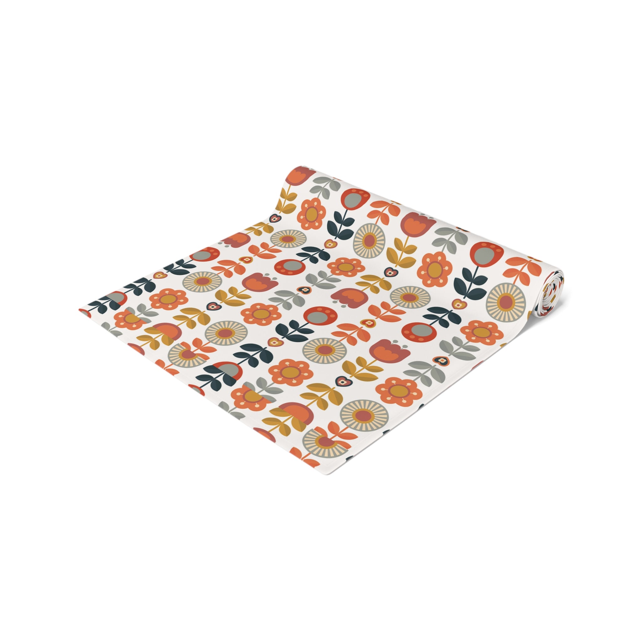 Mid Mod Scandinavian Floral Modern DanishTable Runner - Vibrant Home Decor for Festive Occasions - Mid Century Modern Gal