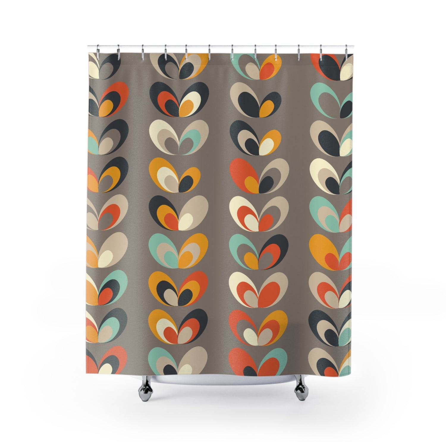 Retro 60s 70s Mid Century Modern Scandinavian Floral Geometric Shower Curtain - Mid Century Modern Gal