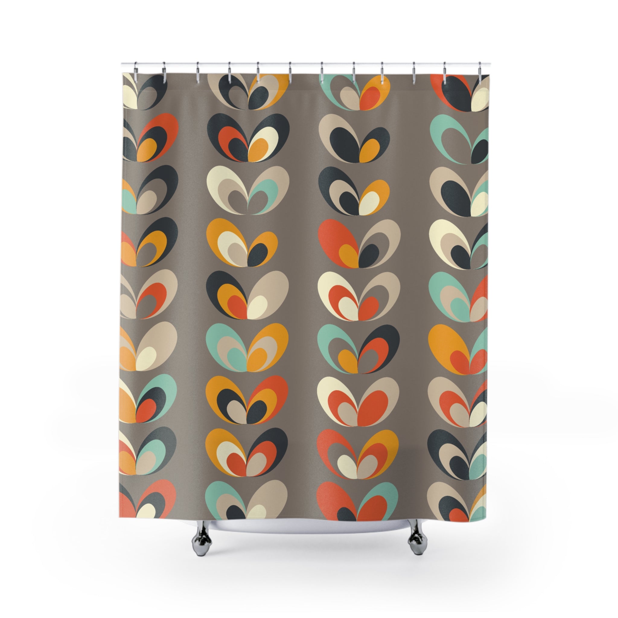 Retro 60s 70s Mid Century Modern Scandinavian Floral Geometric Shower Curtain - Mid Century Modern Gal
