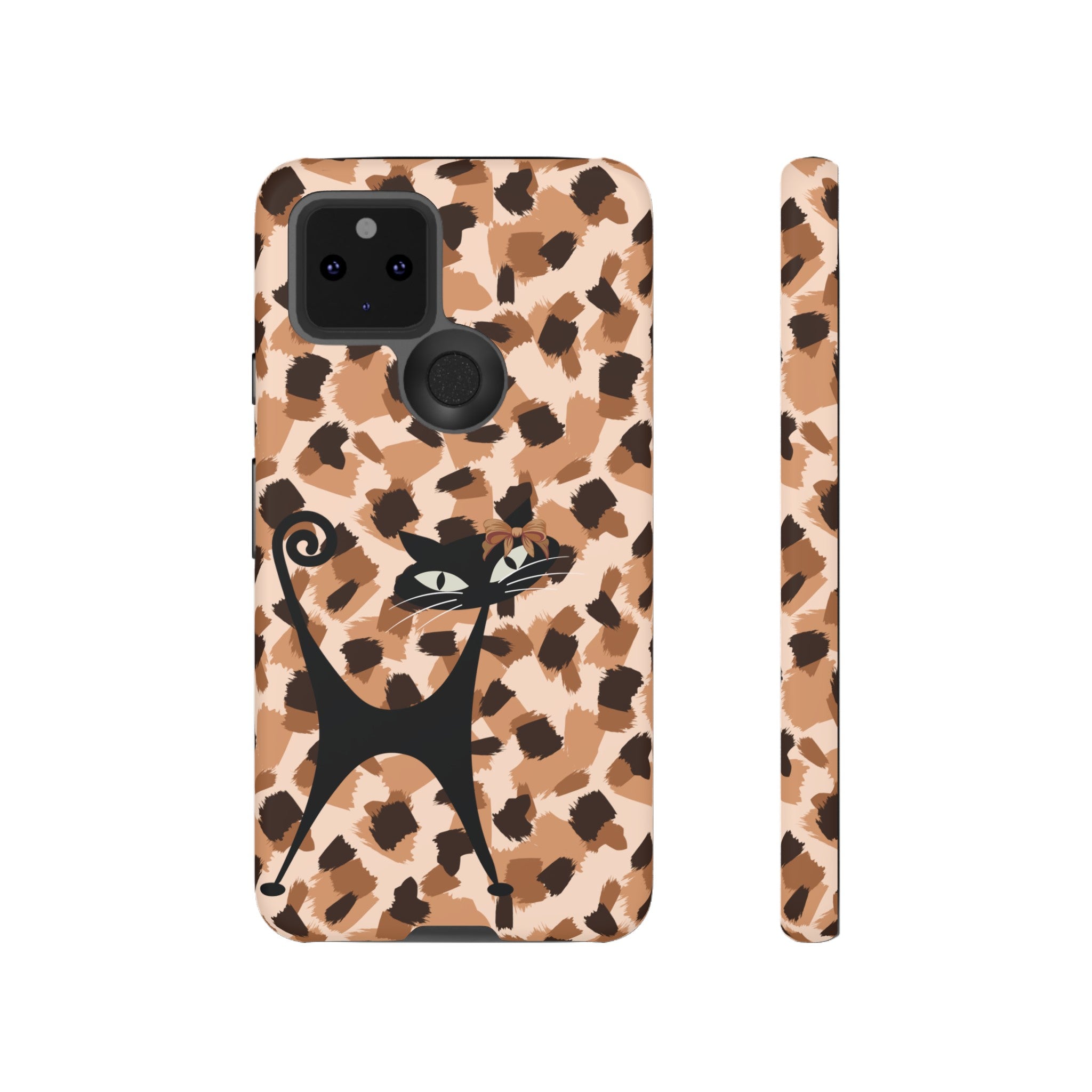 Mid Century Modern Atomic Cat, Animal Print Kitschy Trendy Smart Phone Tough Cases - Mid Century Modern Gal