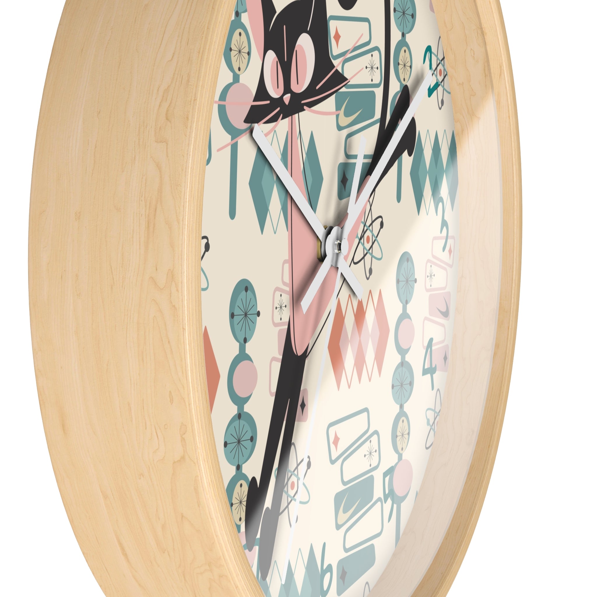 Atomic Cat Wall Clock, Mid Century Modern Kitschy Kitchen, Bedroom Livingroom Clocks - Mid Century Modern Gal