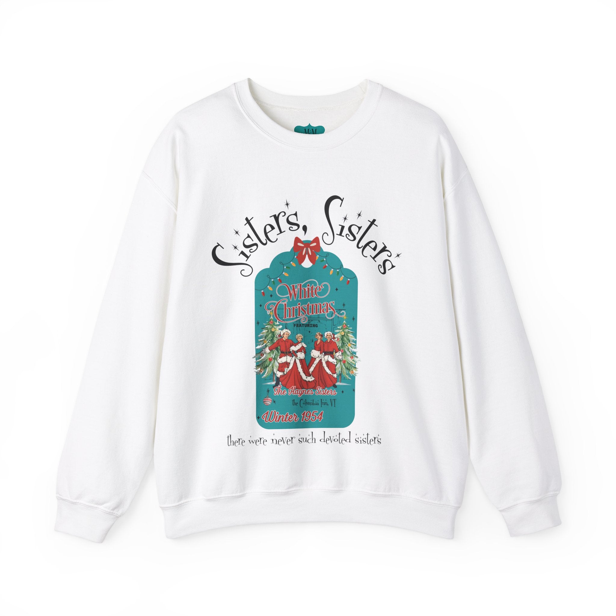Wallace And Davis Retro Christmas Sweatshirt, Cozy Unisex Holiday Sisters Sisters Matching Sweaters - Mid Century Modern Gal
