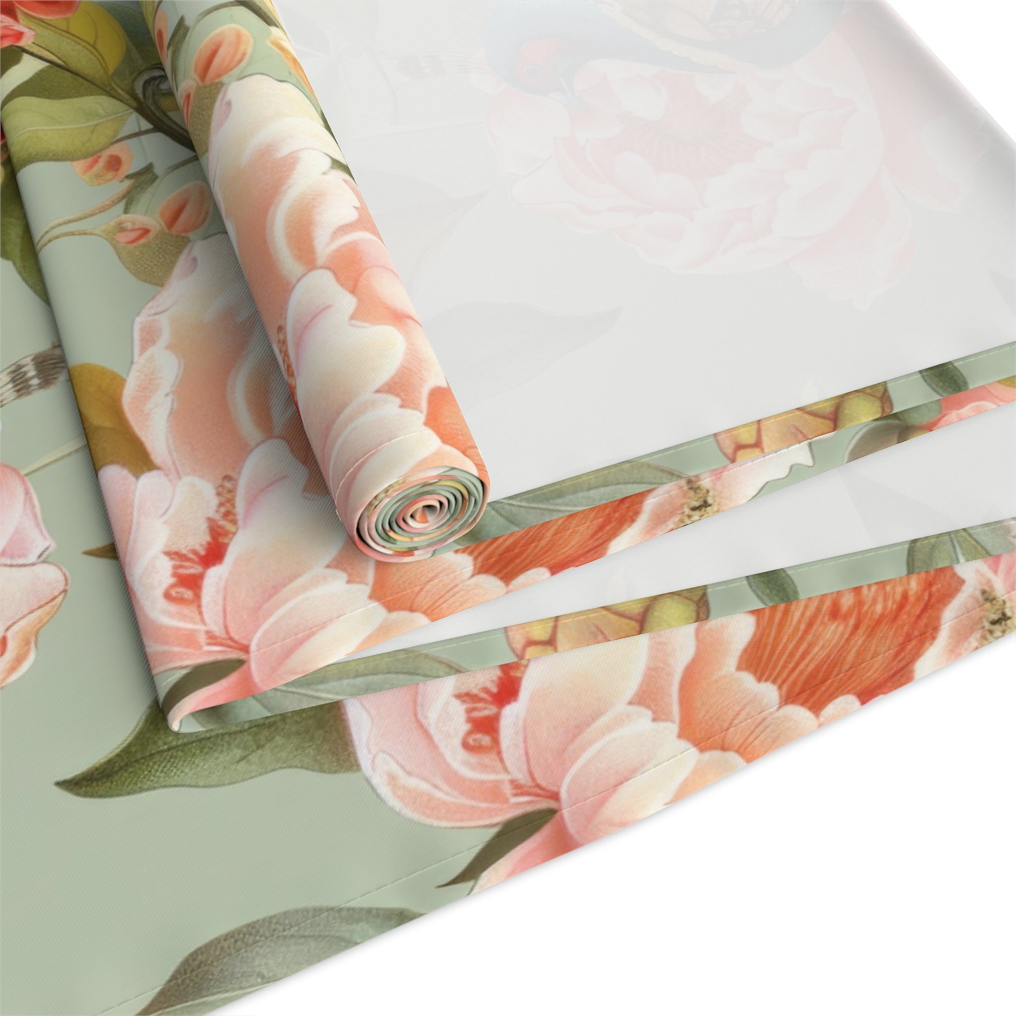 Chinoiserie Pheasant Floral Bird Table Runner - Elegant Table Linens - Mid Century Modern Gal