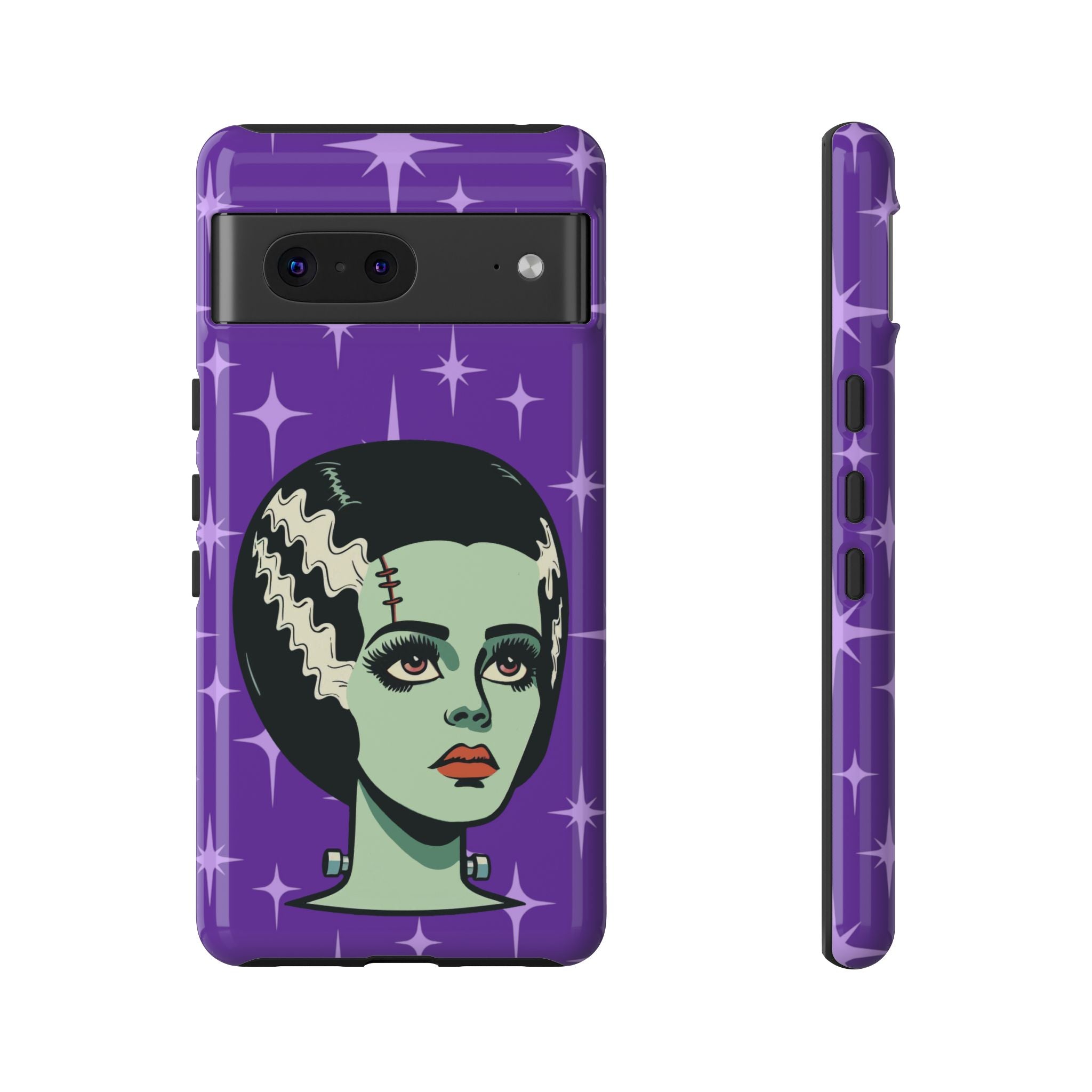 Bride of Frankenstein Retro Mid Mod Horror Buff Purple Halloween Tough Phone Case - Mid Century Modern Gal