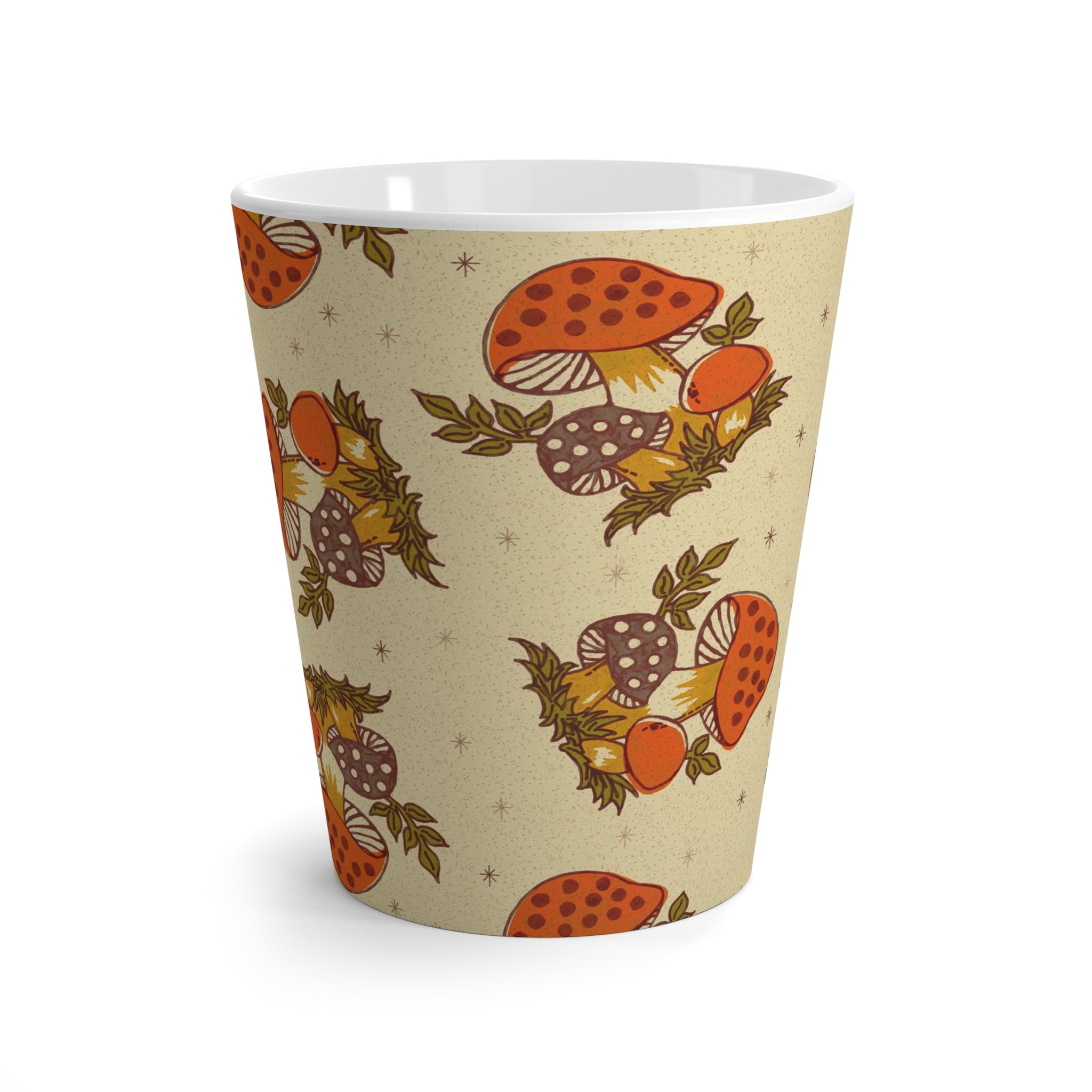 70s Vintage Merry Mushroom Groovy Retro Latte Mug - Mid Century Modern Gal