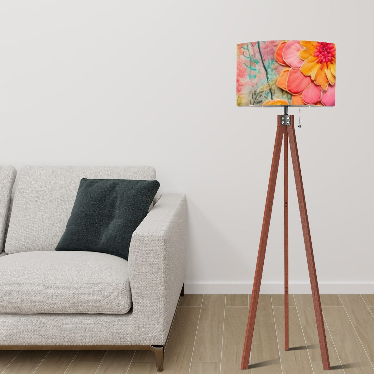 Bohemian Floral Retro Tripod Floor Lamp - Mid Century Modern Gal