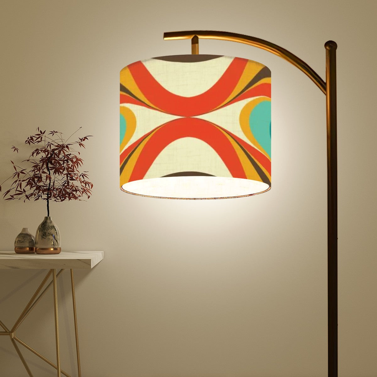 Mid Century Modern Arc Floor Lamp, Orange, Teal Mustard Yellow Mod Lighting - Mid Century Modern Gal
