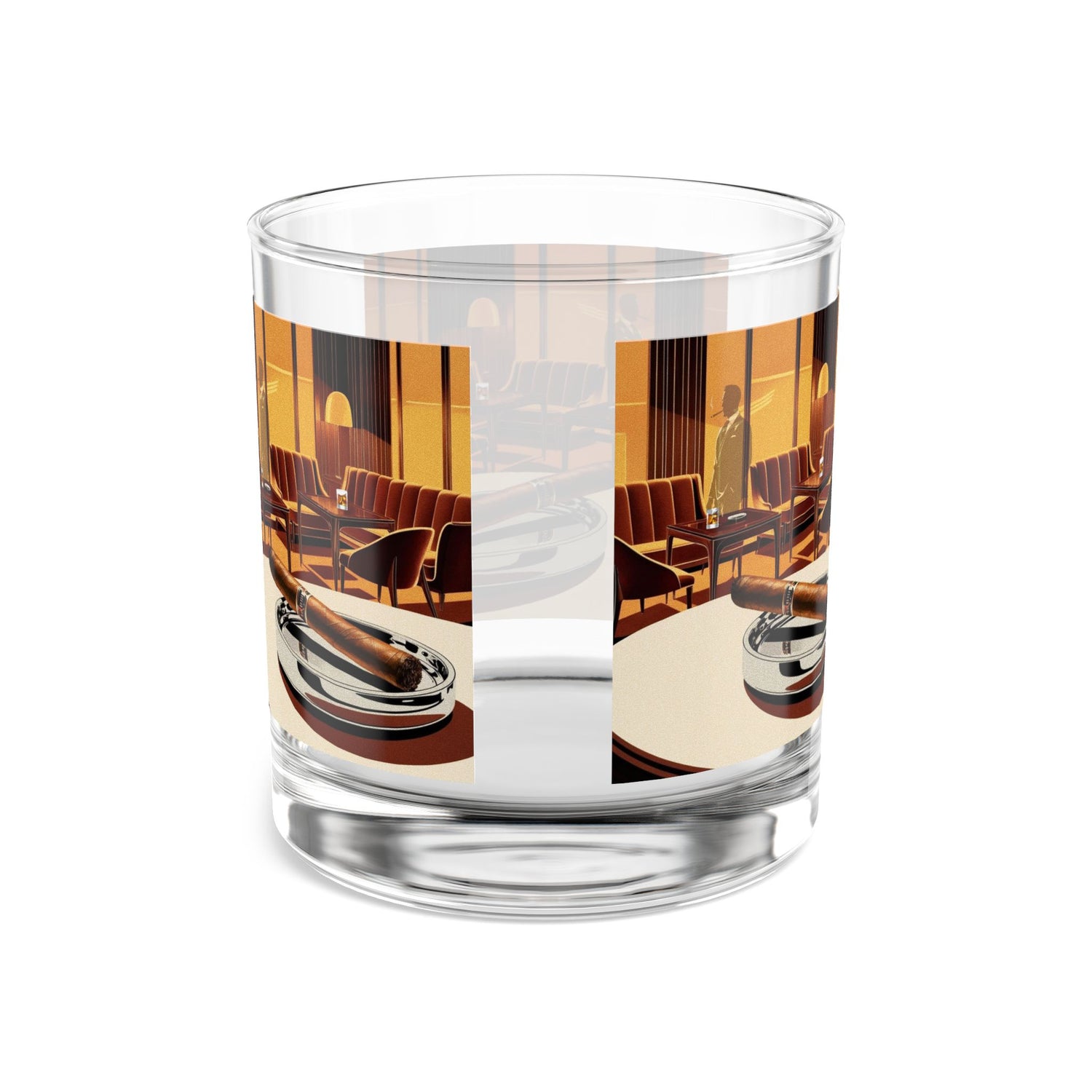 Modern Dude Bourbon Cigar Lounge Vintage-Inspired Rocks Glass 10oz - Perfect for Home Bars and Gift Giving - Mid Century Modern Gal