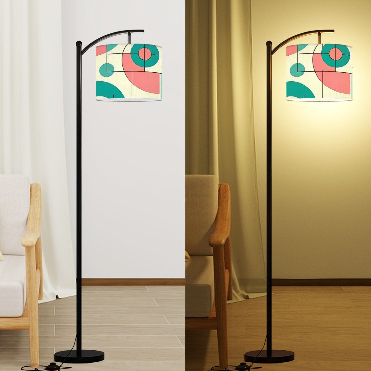 Mid Century Modern Bauhaus Designed Pink, Teal Yellow Lamp Shade ONLY - Mid Century Modern Gal