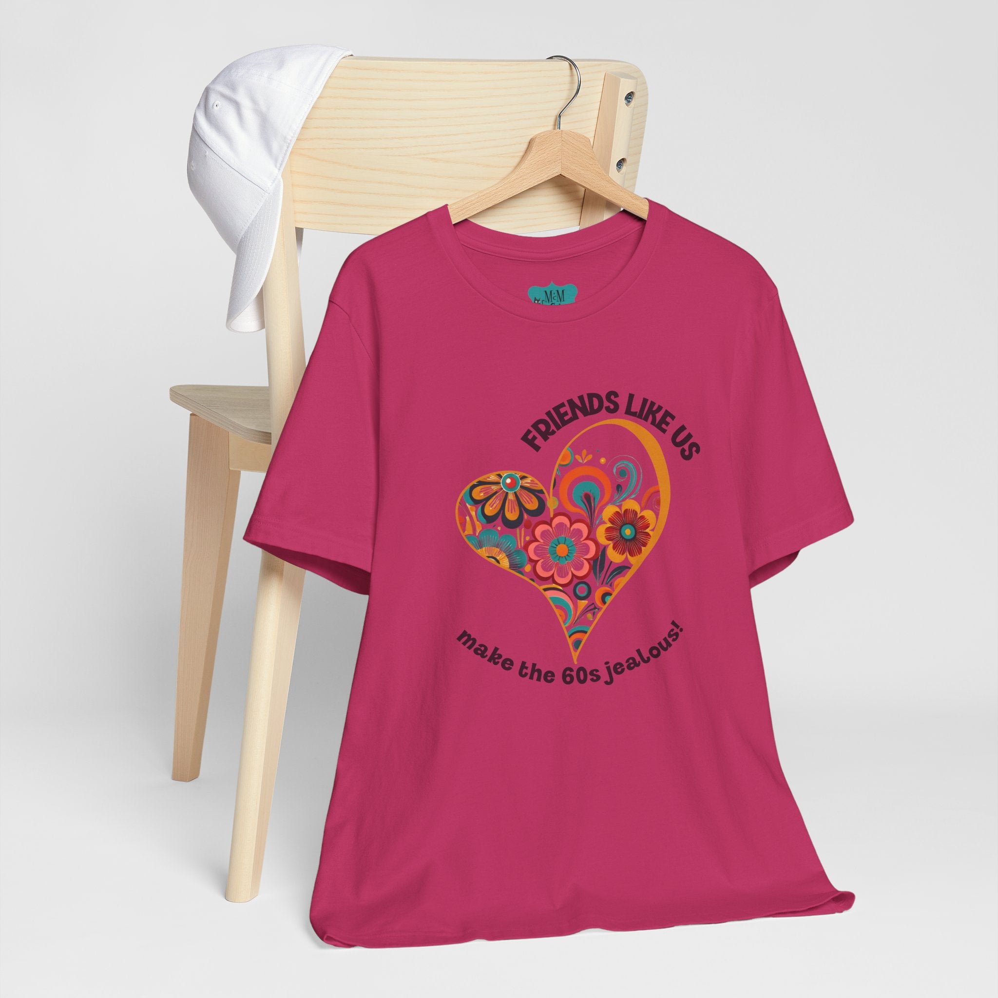 Friends Like Us Vintage Retro Floral Heart Bestie Tee For All Ages - Mid Century Modern Gal