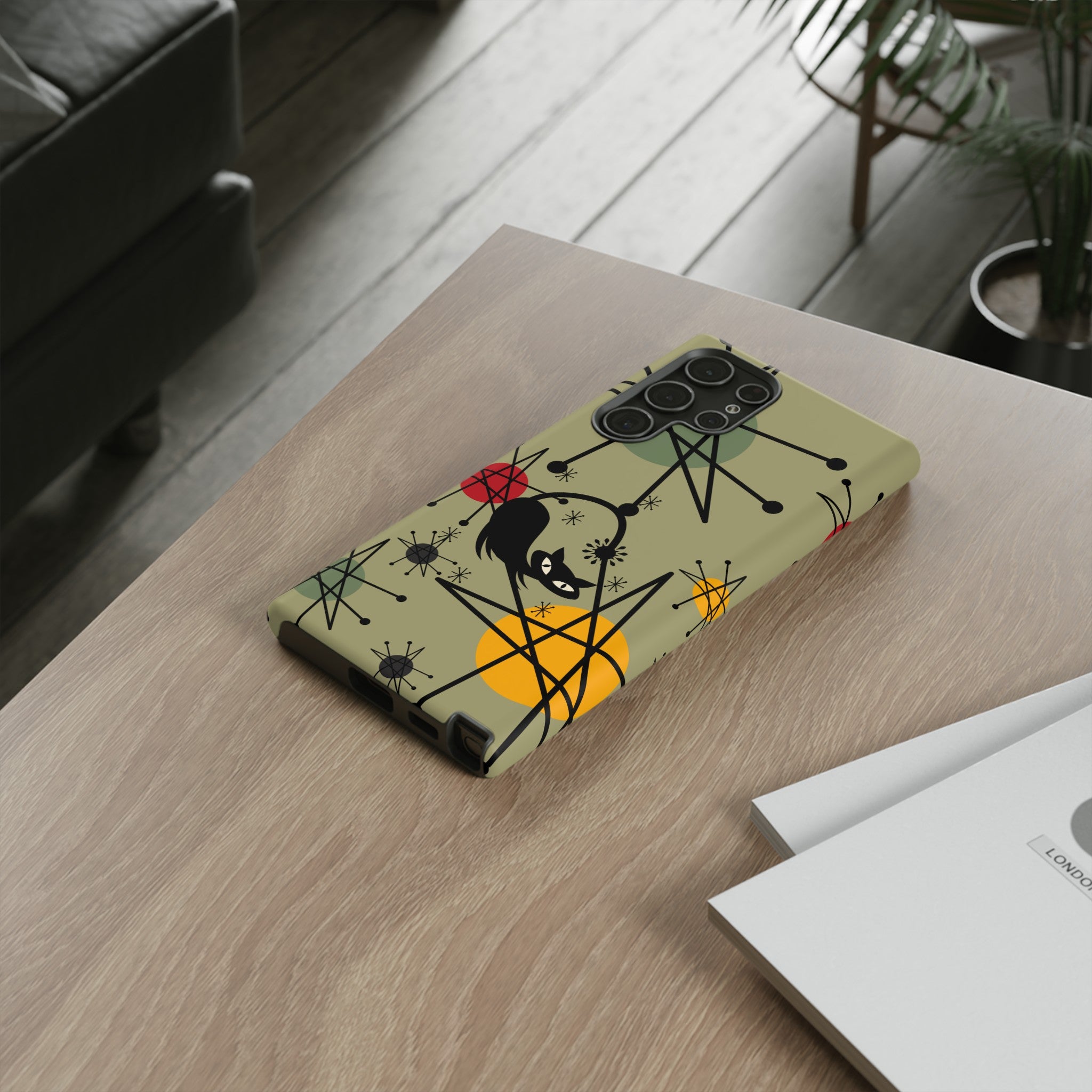 Mid Century Modern Atomic Cat, Retro Chic Groovy Mod Samsung, Smart Phone Tough Cases - Mid Century Modern Gal