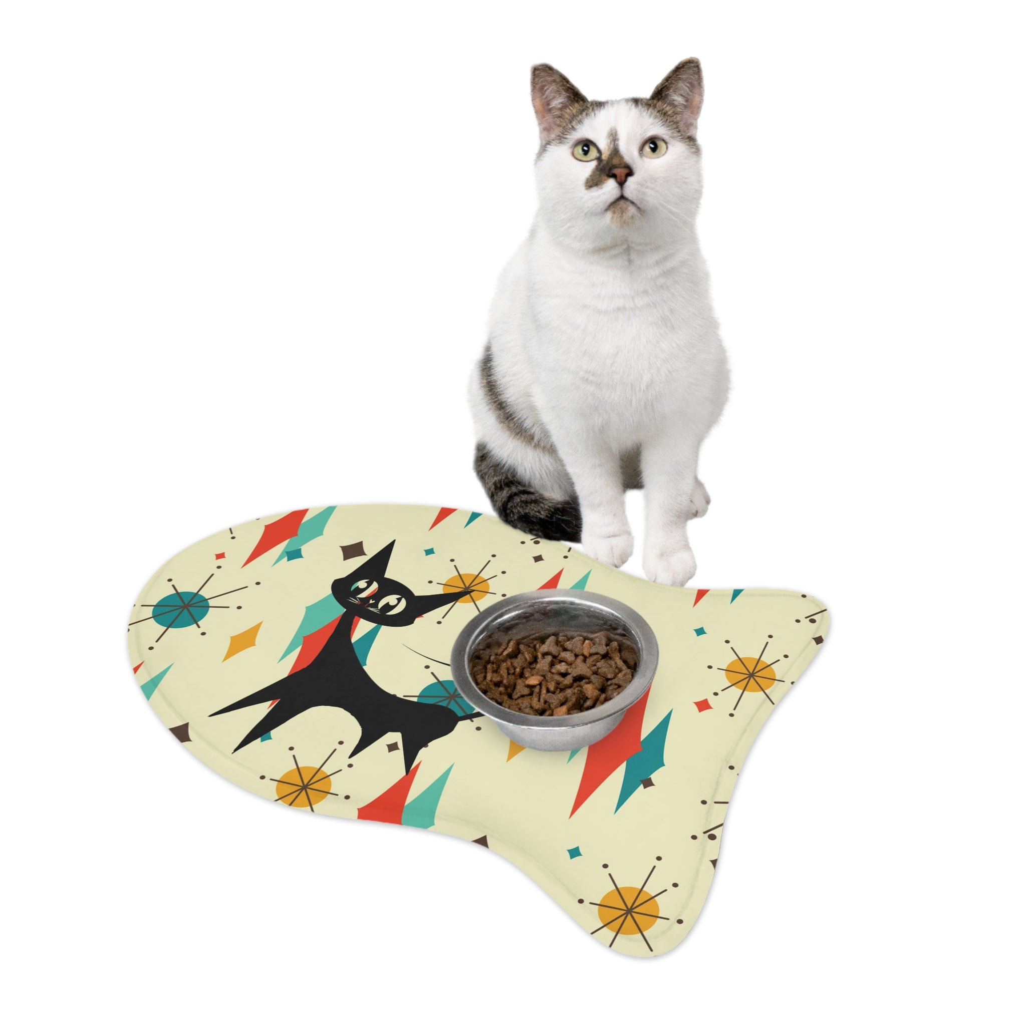 Atomic Cat Fish Shape Feeding Mat Mid Century Modern Atomic Franciscan Diamond Starburst - Mid Century Modern Gal