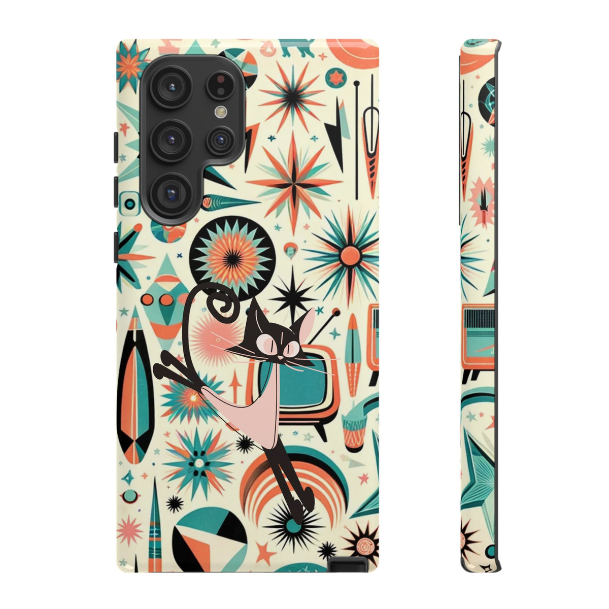 Atomic Kitty Boomerang Space Kitty Mid Century Modern Samsung, Smart Phone, Tough Cases - Mid Century Modern Gal