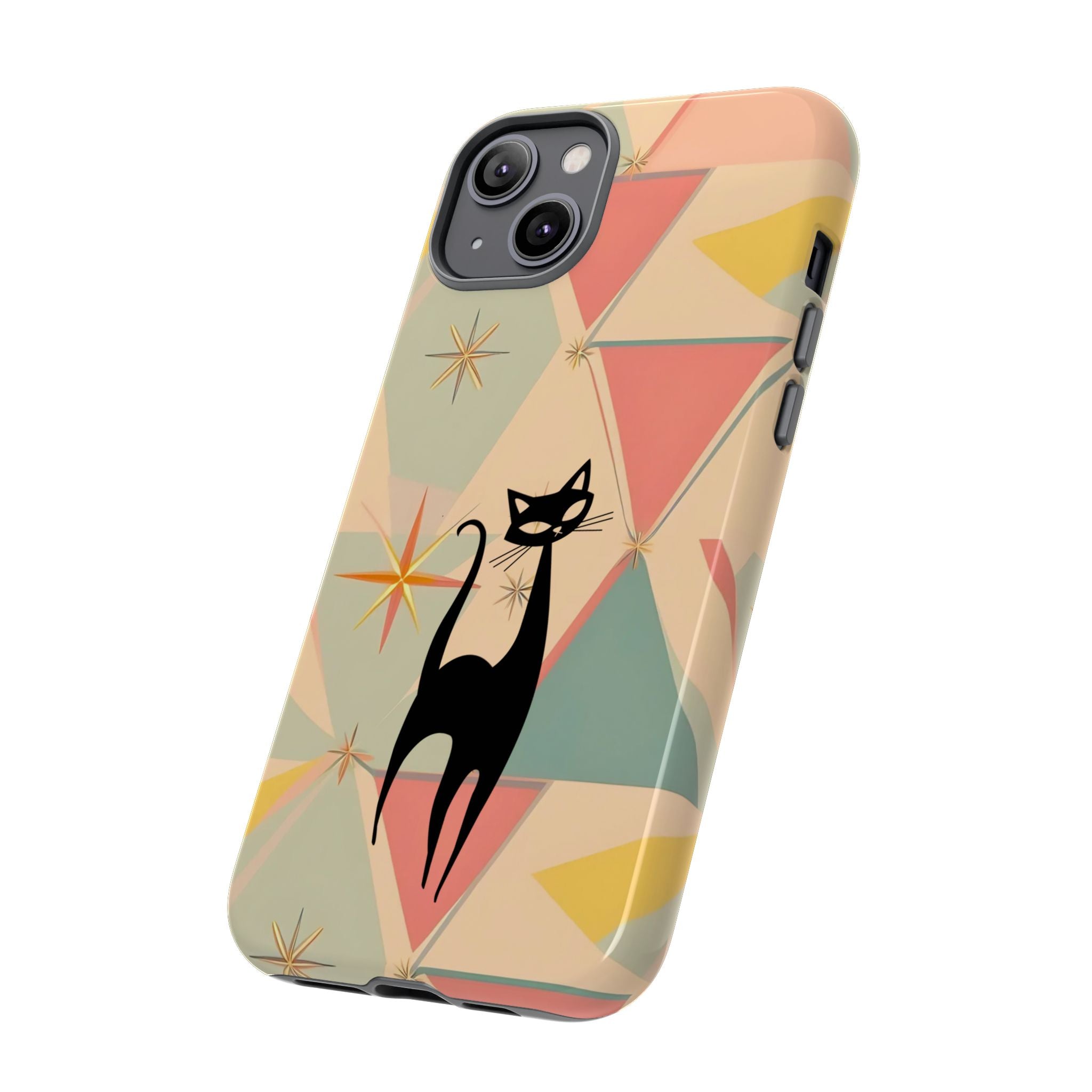 Atomic Cat Mid Mod Retro Cat Phone Case | Tough Cases with Vintage Vibe | Ideal for Cat Lovers