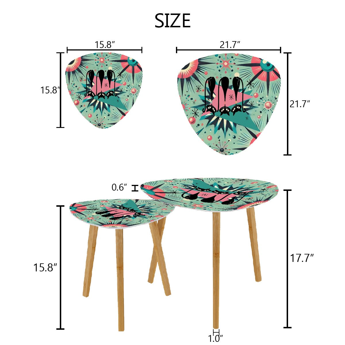 Atomic Cat, Kitschy Mid Century Modern Nesting Tables, Pink, Atomic Style - Mid Century Modern Gal