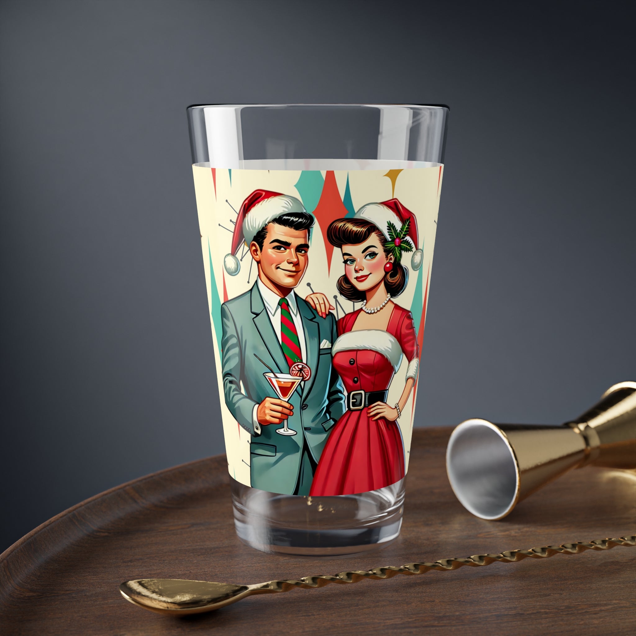 Retro Vintage Franciscan Diamond 50s Kitschy Christmas Spirits Glassware - Mid Century Modern Gal
