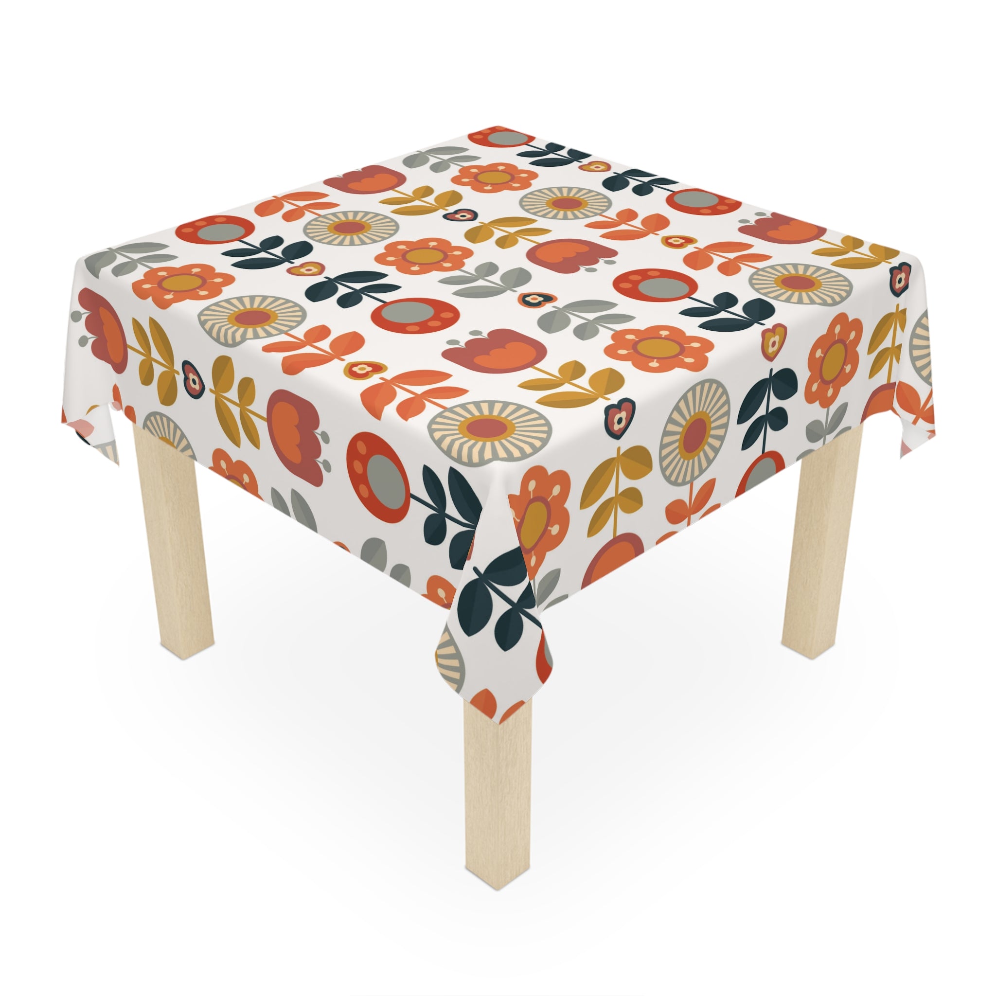 Scandinavian Designed Modern Danish Nordic Flowers Vibrant Floral Retro Mod Tablecloth - Mid Century Modern Gal