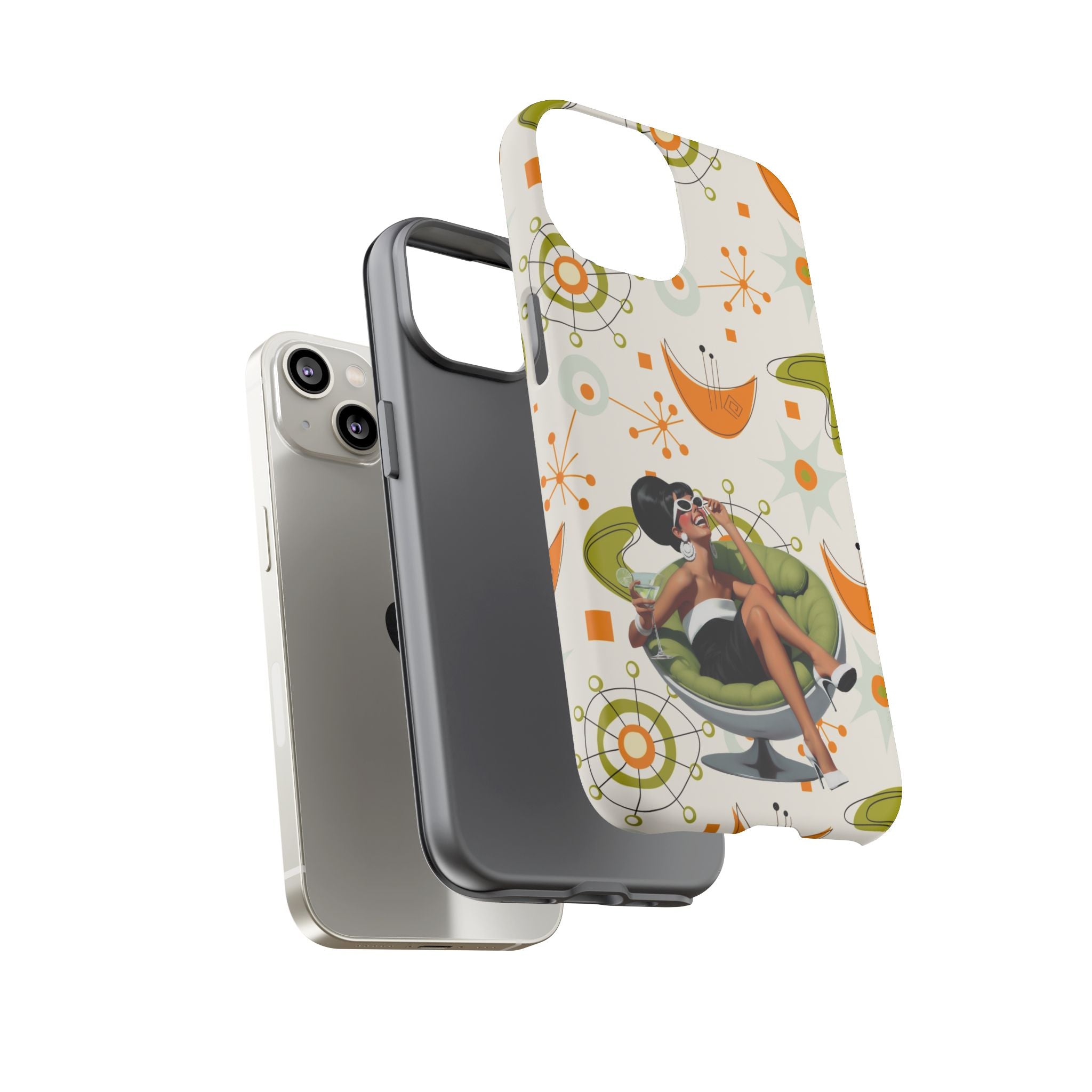 Mid Century Modern Atomic Starburst Mid Mod 60s Gal Retro Chic Tough Phone Case with Vintage Glamour Design