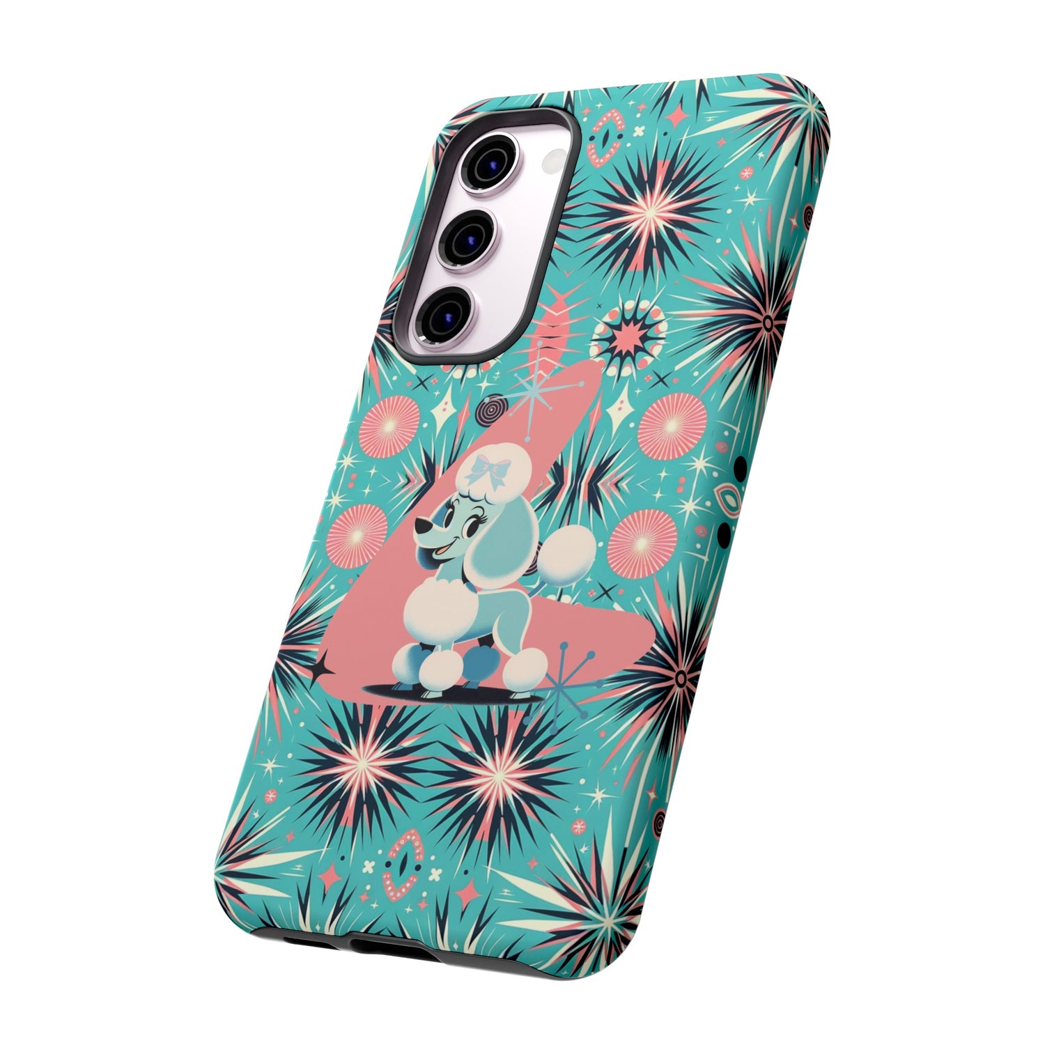 1950s Mid Century Modern Atomic Pink, Poodle Retro Smart Phone Tough Cases