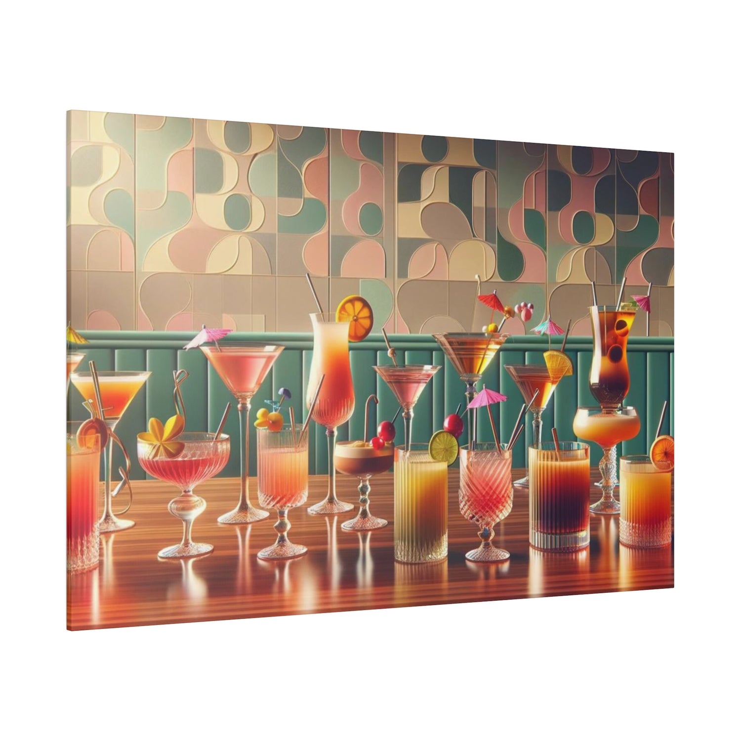 Mid Century Modern Cocktail Bar, Kitschy MCM Home Bar, Canvas Art - Mid Century Modern Gal